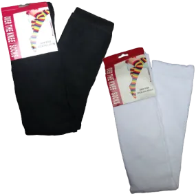 2 Pairs Ladies Over The Knee Socks Plain Black   White High Thigh Long Stockings