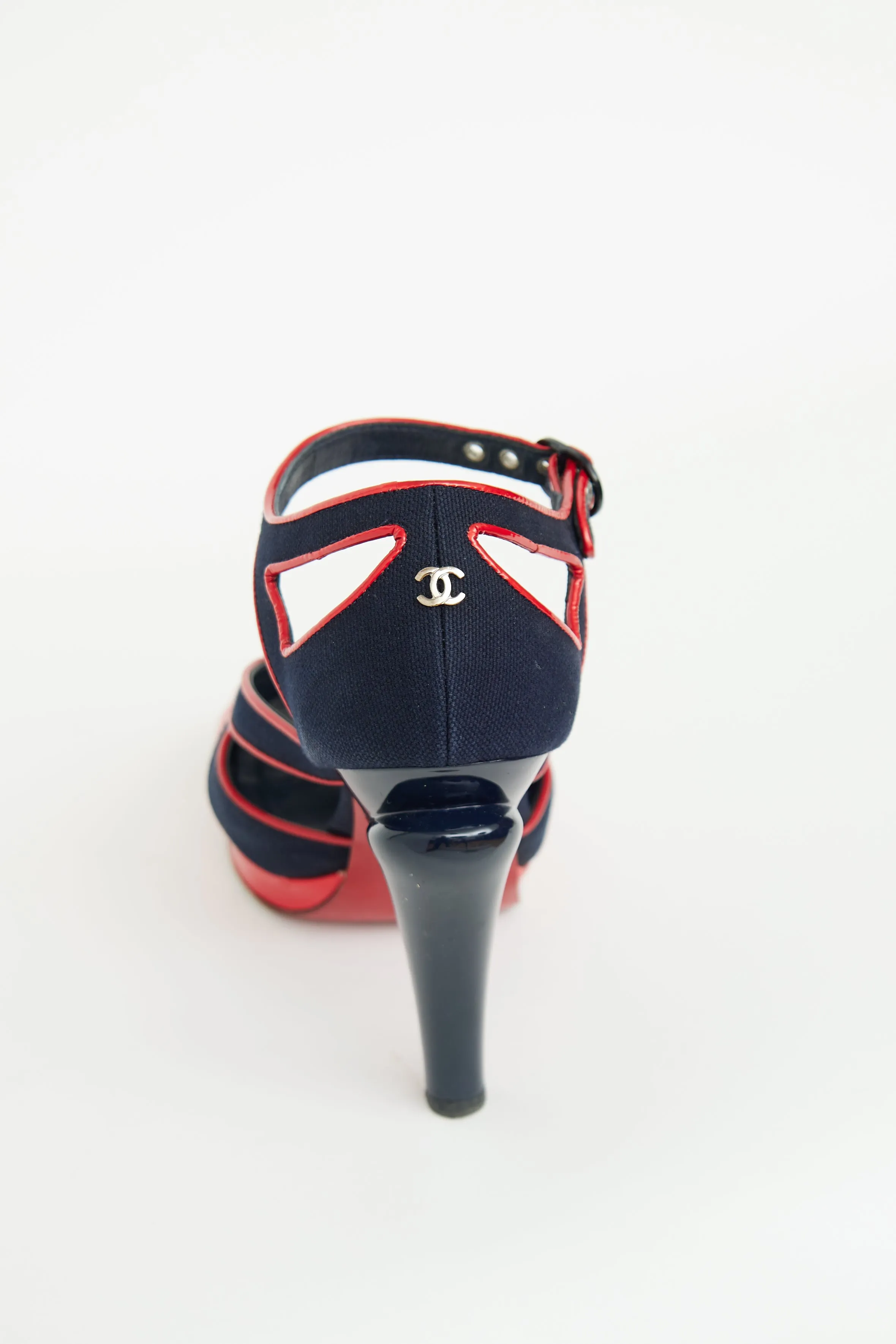 2008 Navy & Red Peep Toe Pump