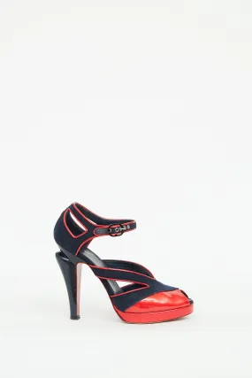 2008 Navy & Red Peep Toe Pump