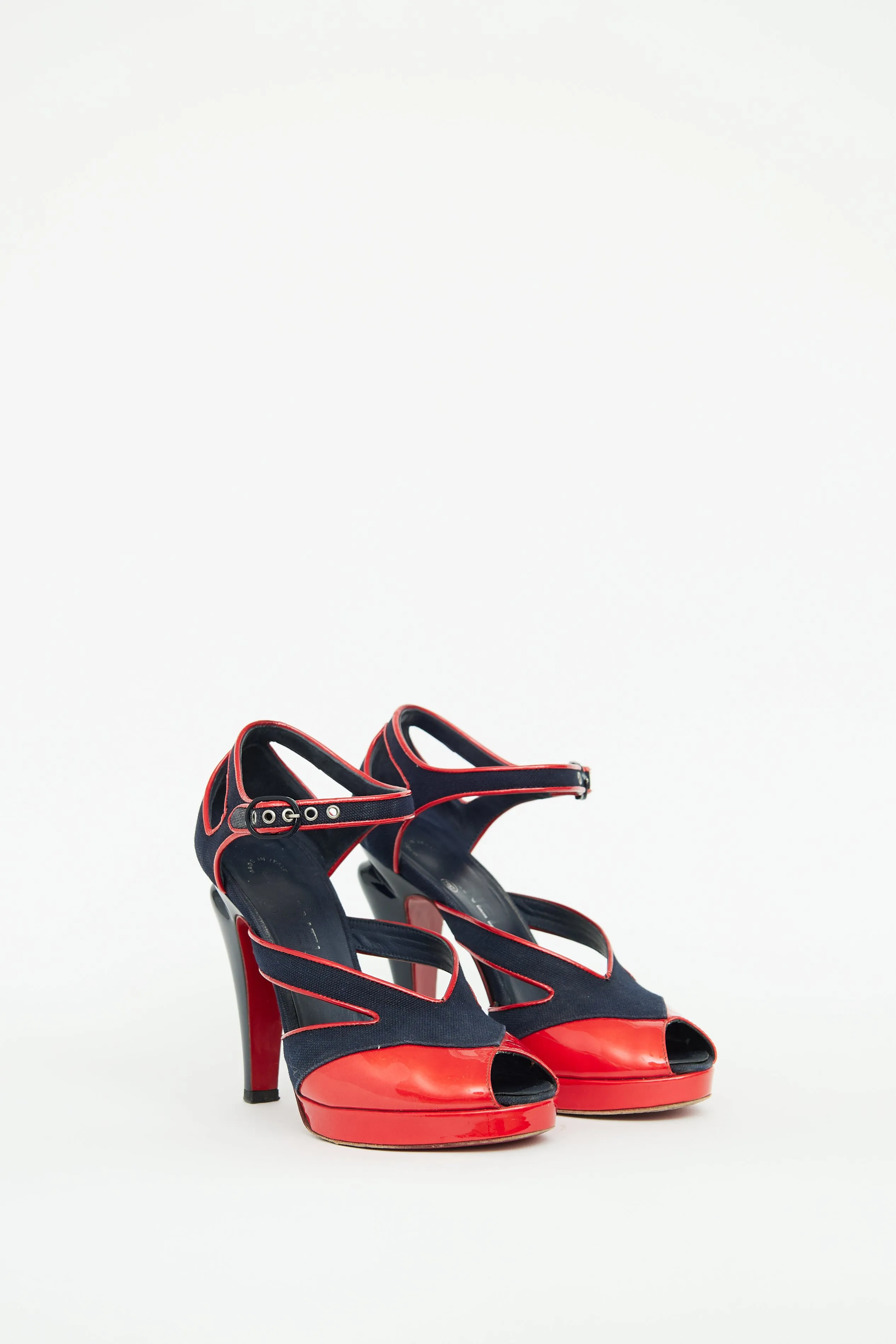 2008 Navy & Red Peep Toe Pump