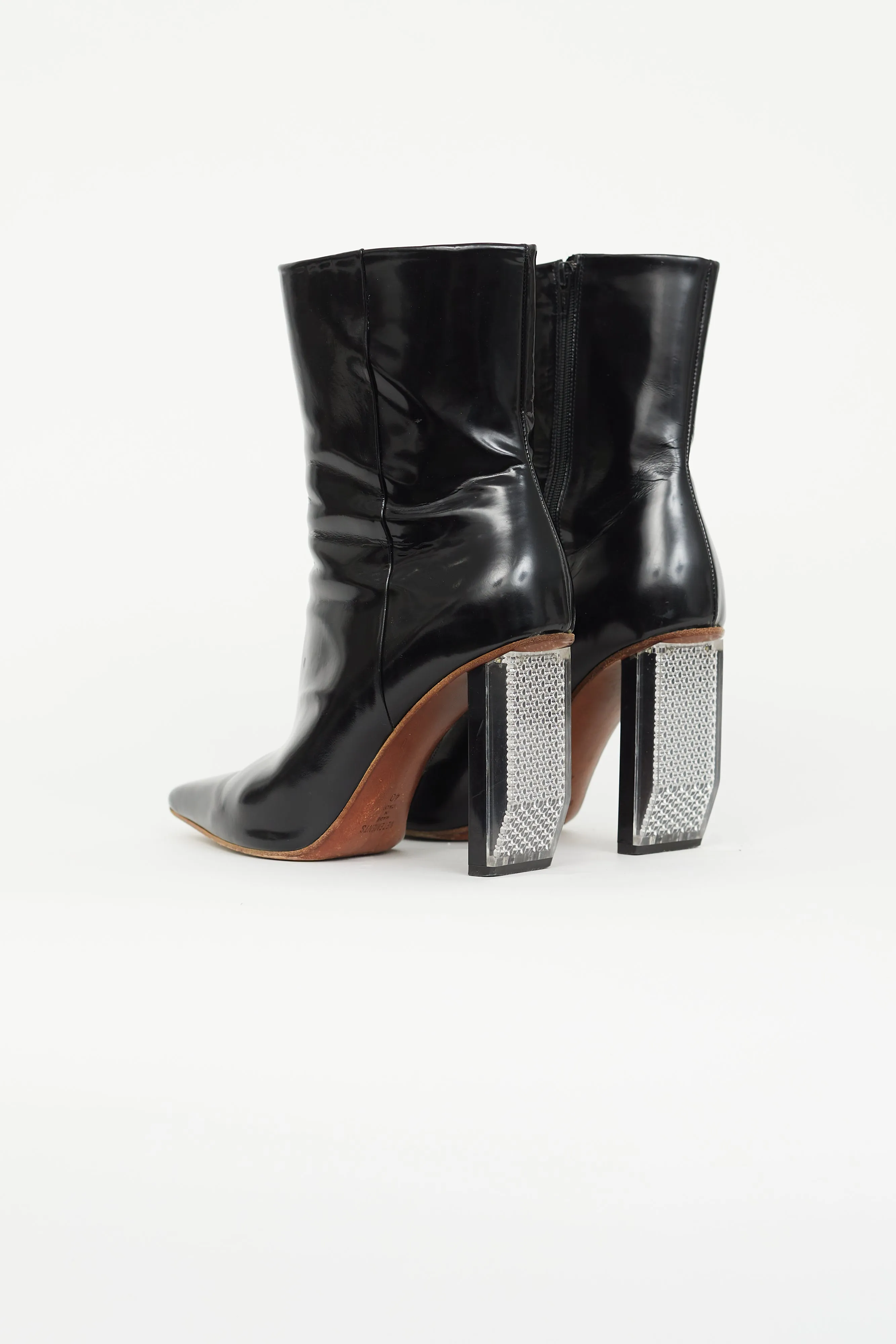 2016 Black Patent Reflector Ankle Boot
