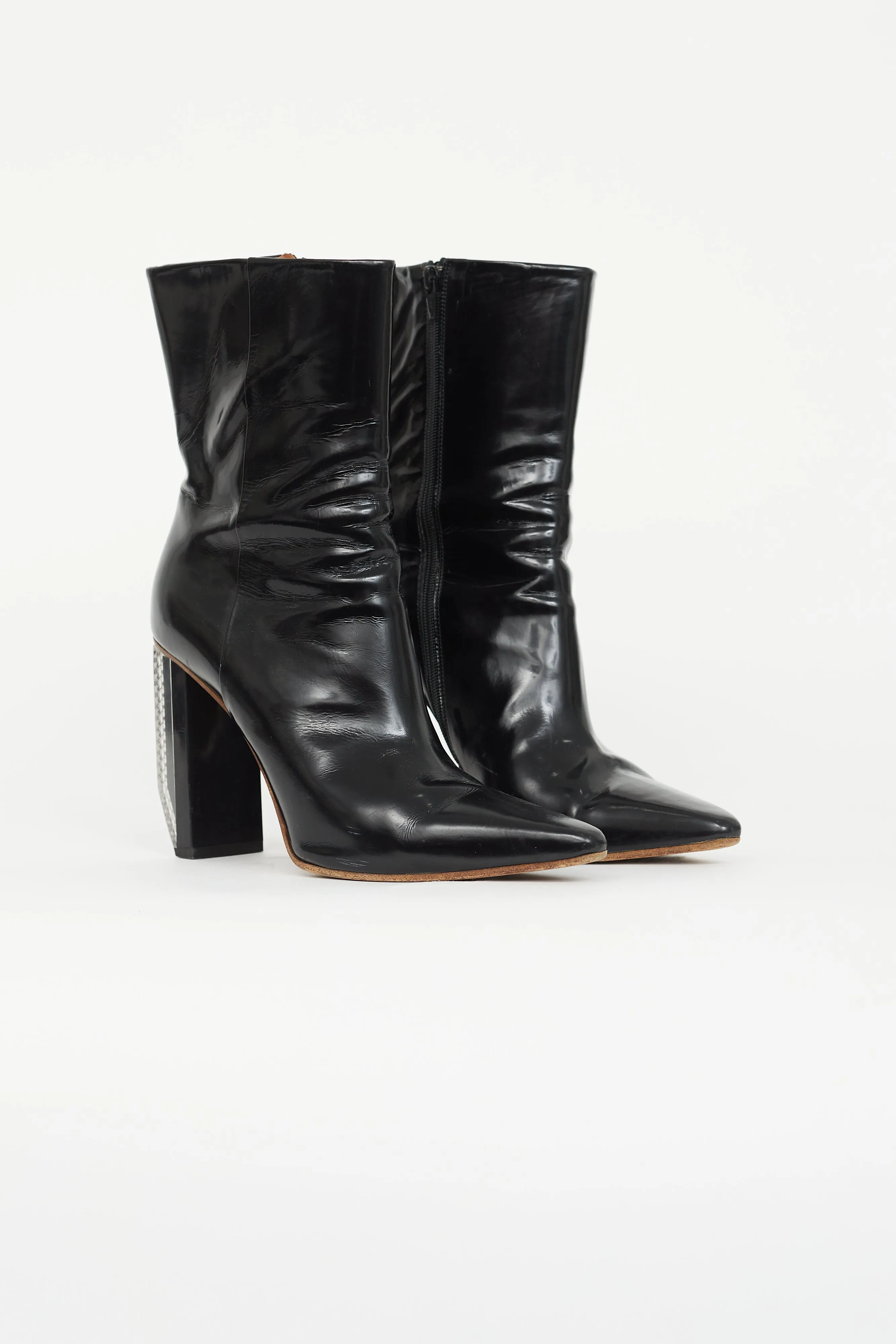 2016 Black Patent Reflector Ankle Boot