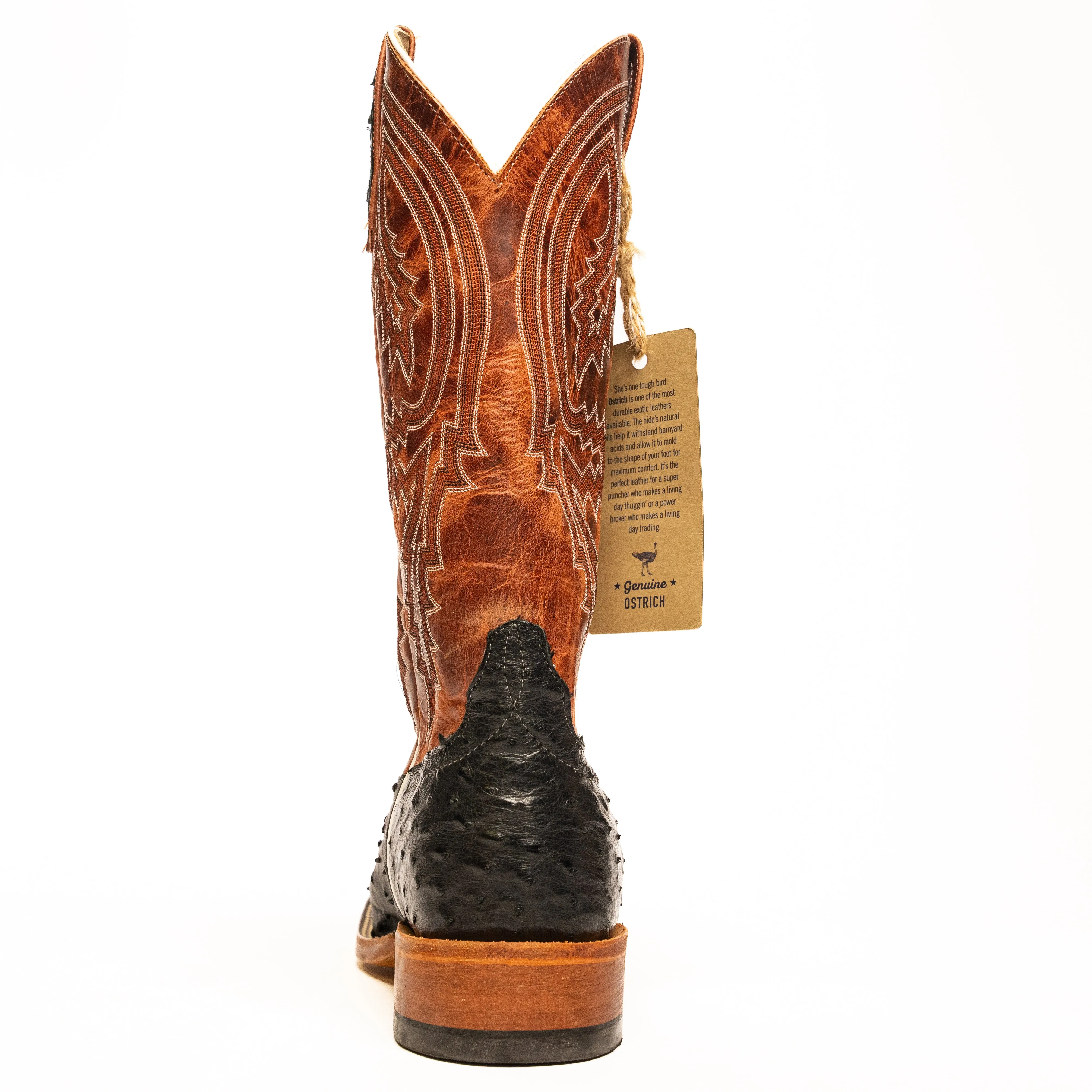 Anderson Bean Black Full Quill Ostrich with Rust Lava Top S1098