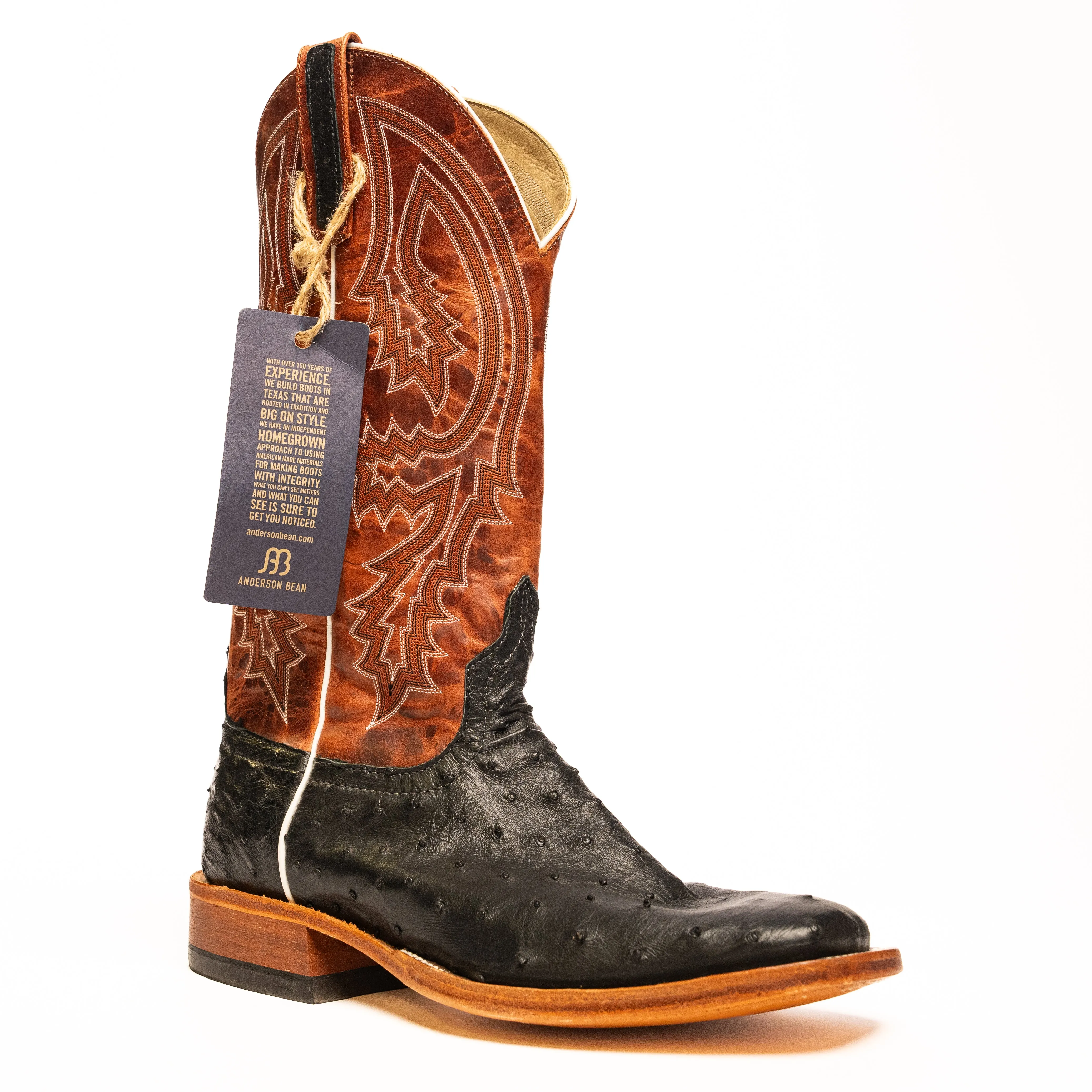 Anderson Bean Black Full Quill Ostrich with Rust Lava Top S1098