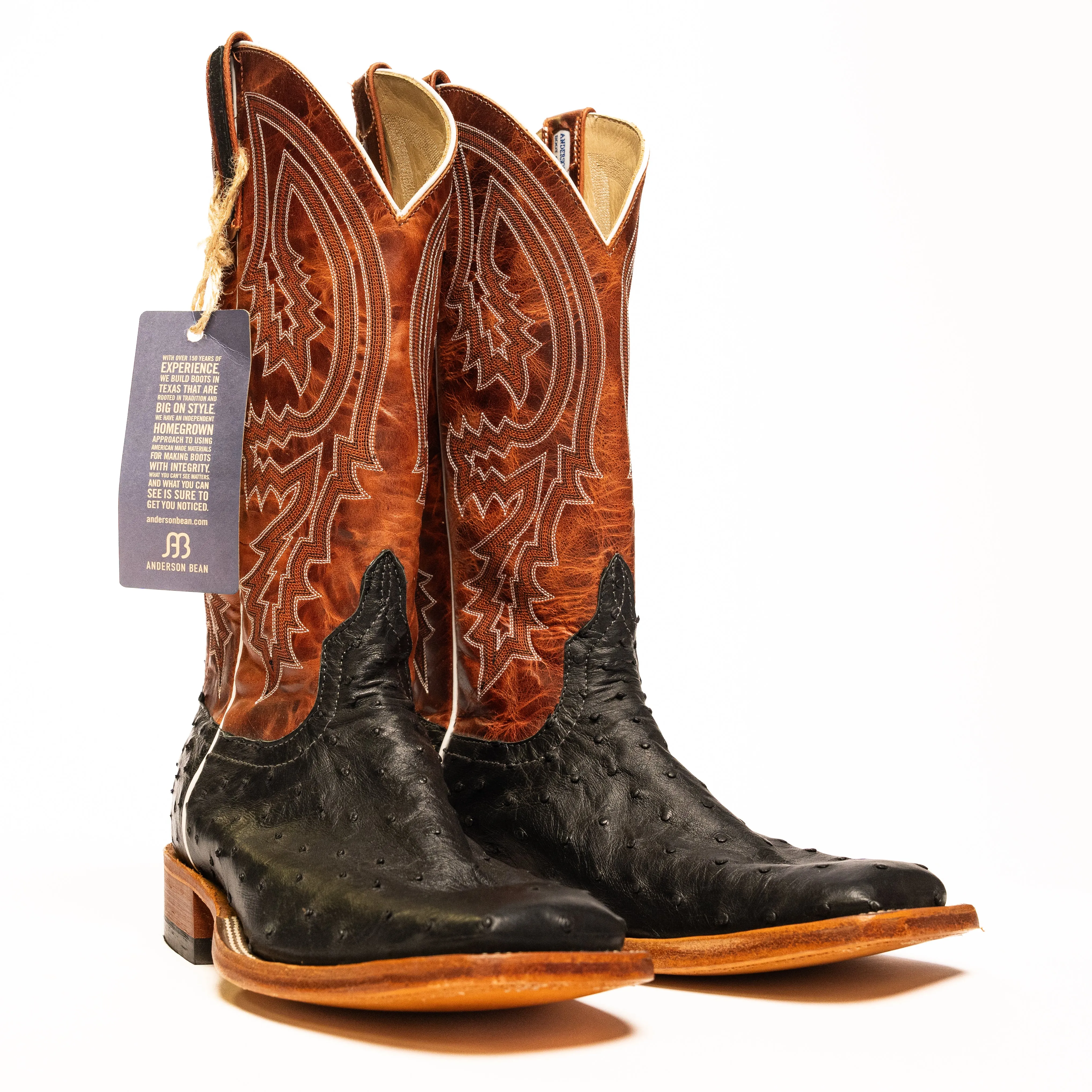 Anderson Bean Black Full Quill Ostrich with Rust Lava Top S1098