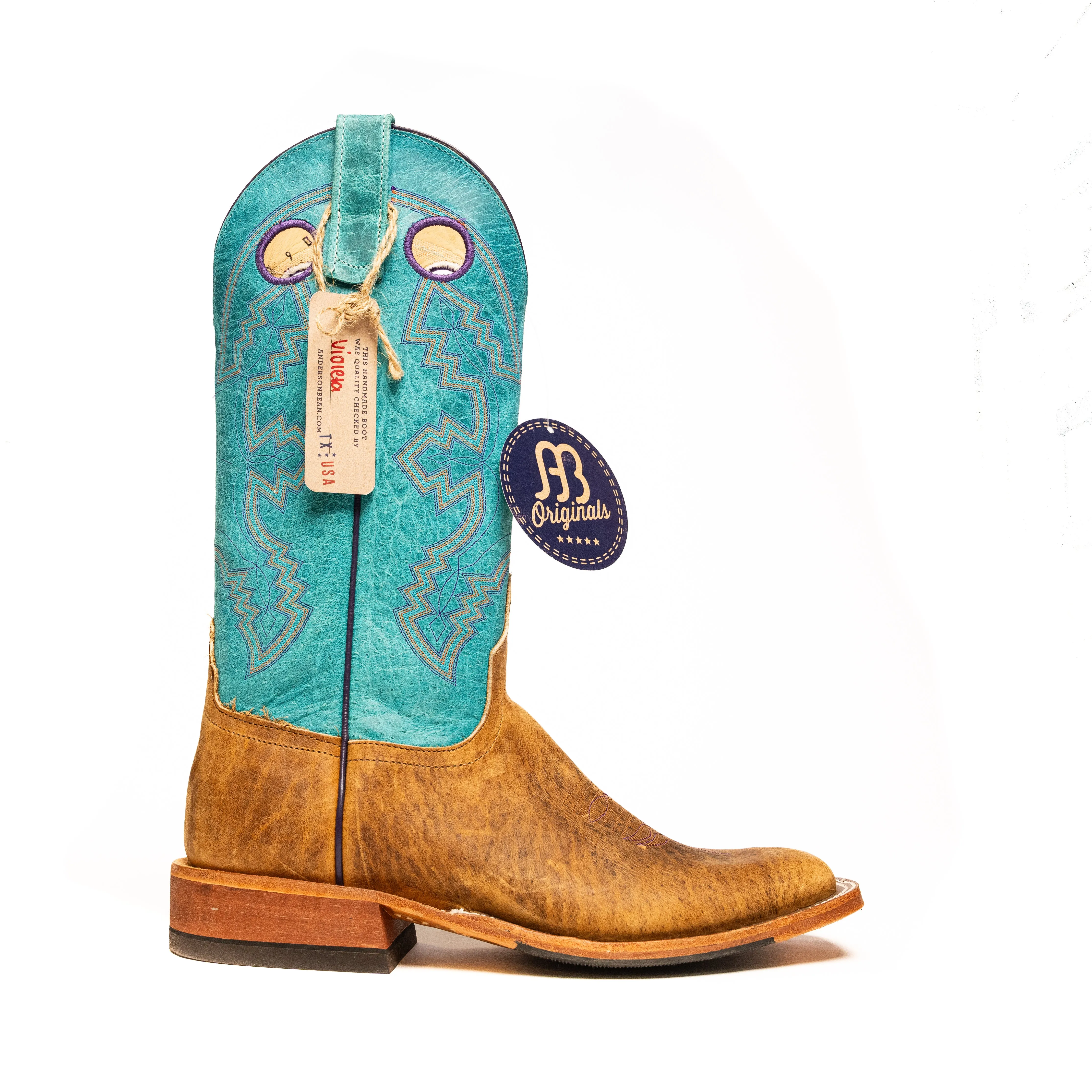 Anderson Bean Distressed Buffalo with Turquoise Sinsation Top