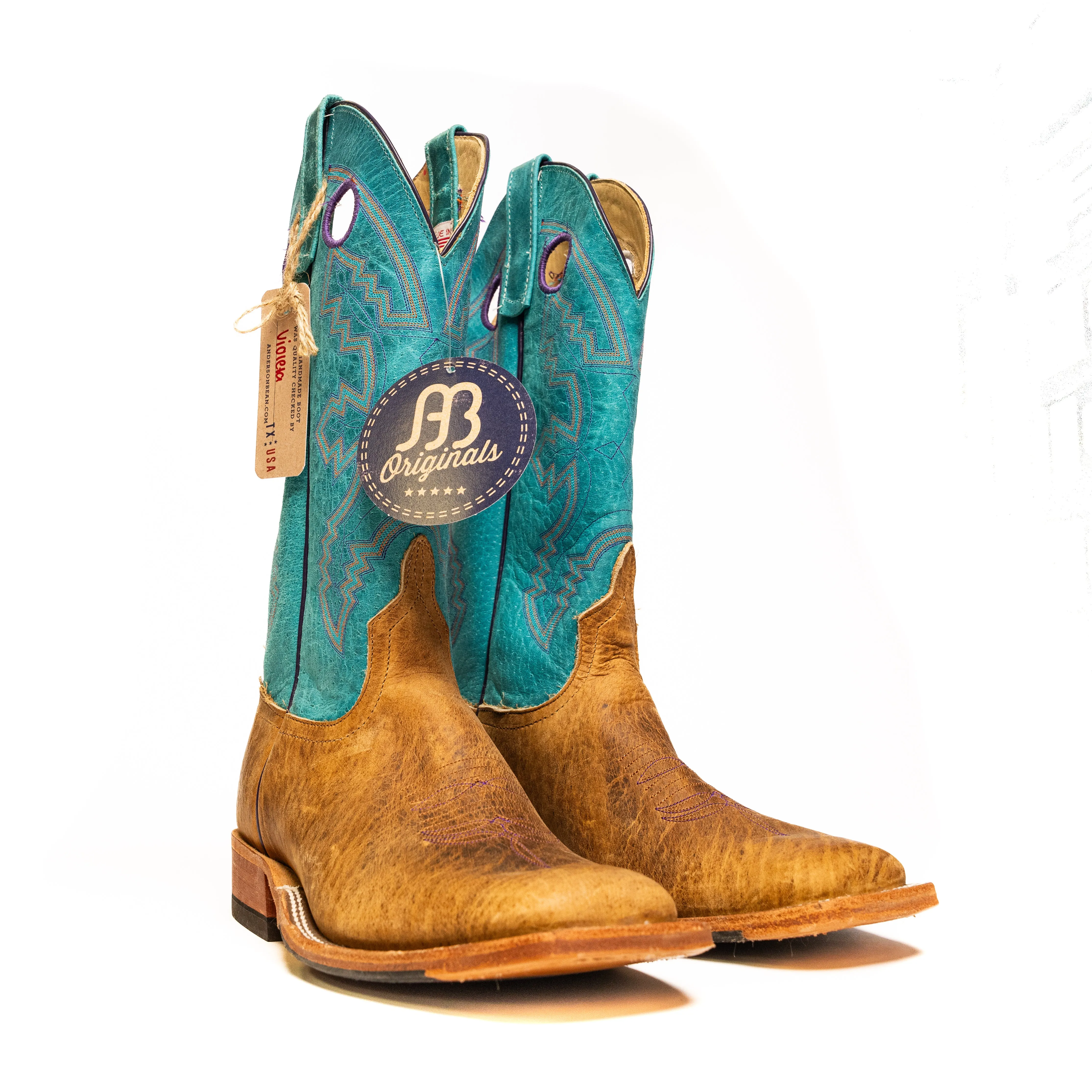 Anderson Bean Distressed Buffalo with Turquoise Sinsation Top