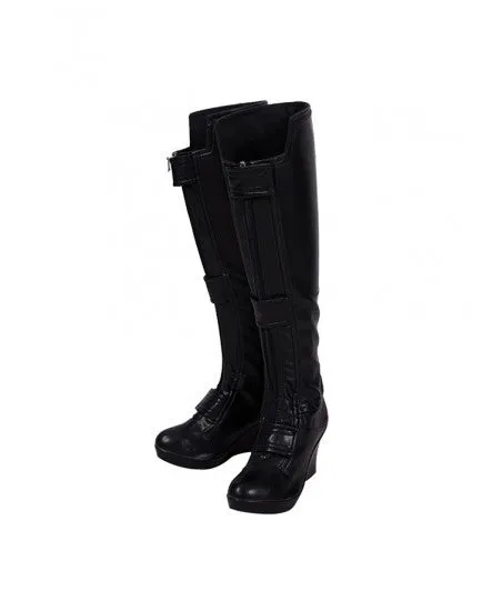 Avengers Endgame Black Widow Cosplay Battle Shoes Halloween Tall Boots - Black