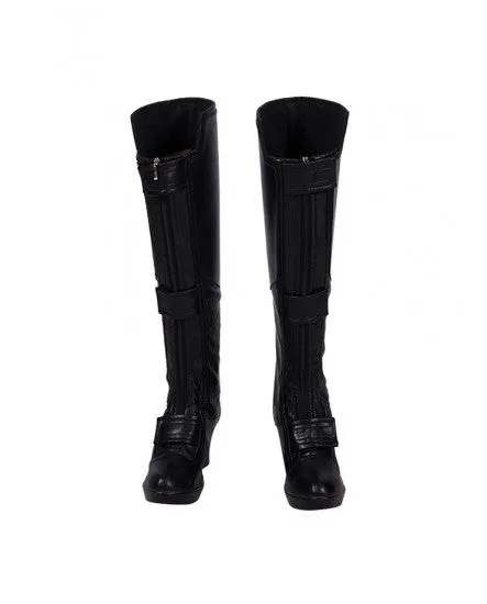 Avengers Endgame Black Widow Cosplay Battle Shoes Halloween Tall Boots - Black