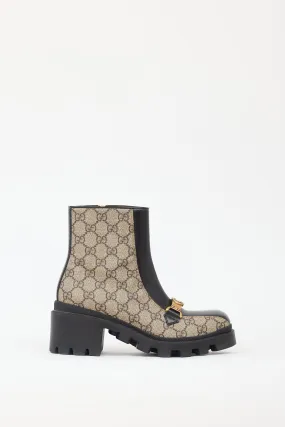 Black & Beige Leather GG Monogram Boot