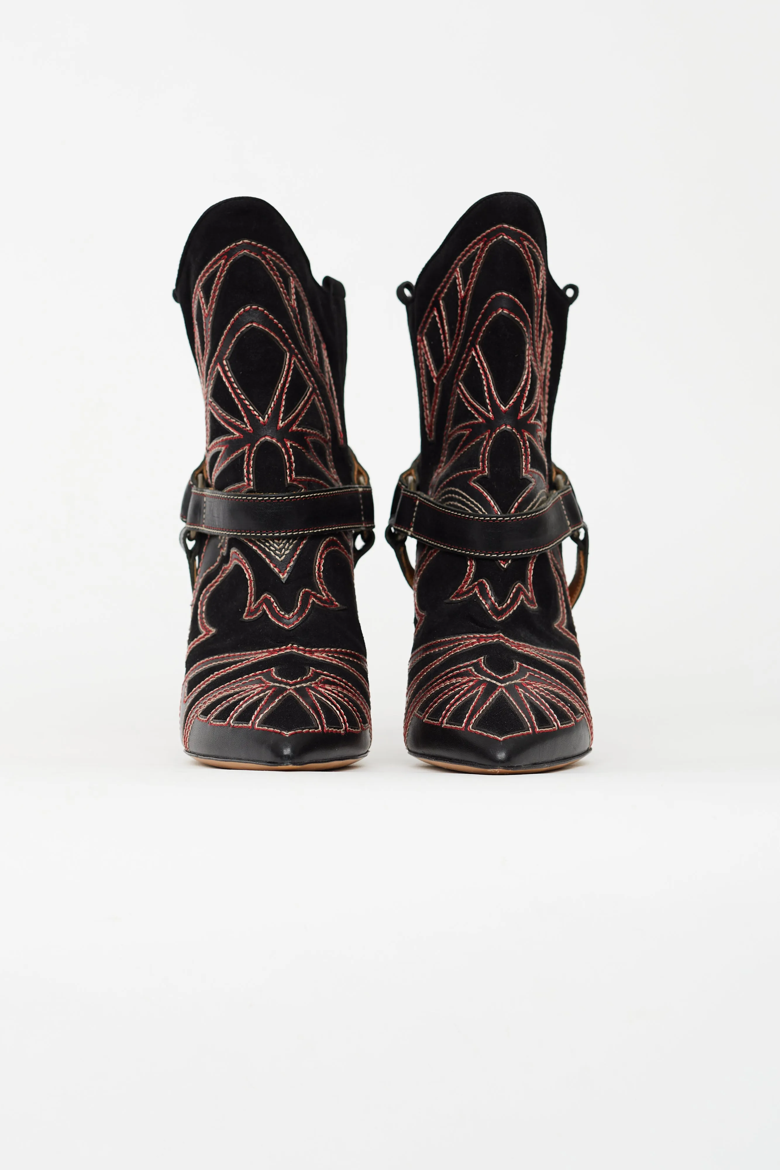 Black & Red Suede Blackson Western Boot