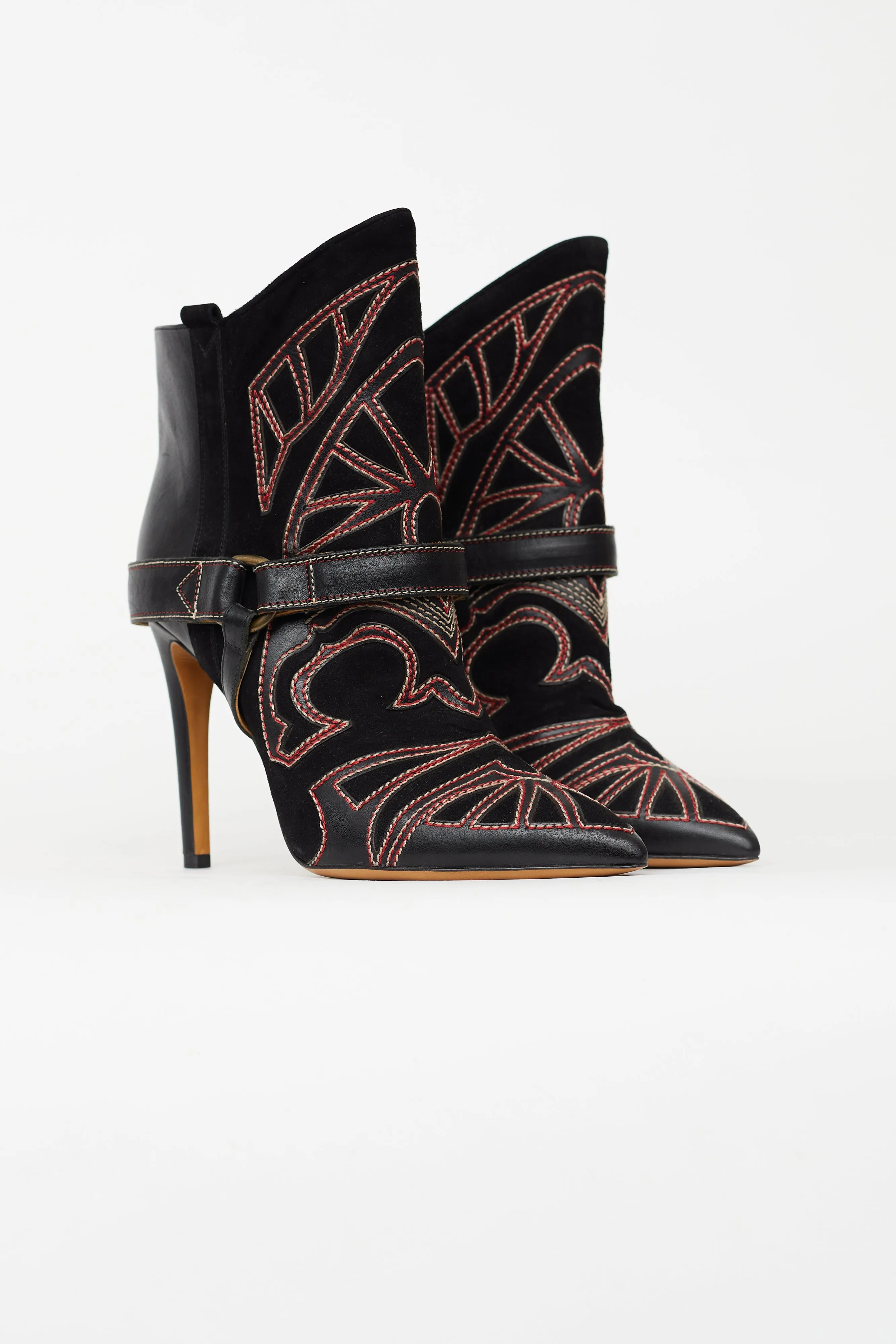 Black & Red Suede Blackson Western Boot