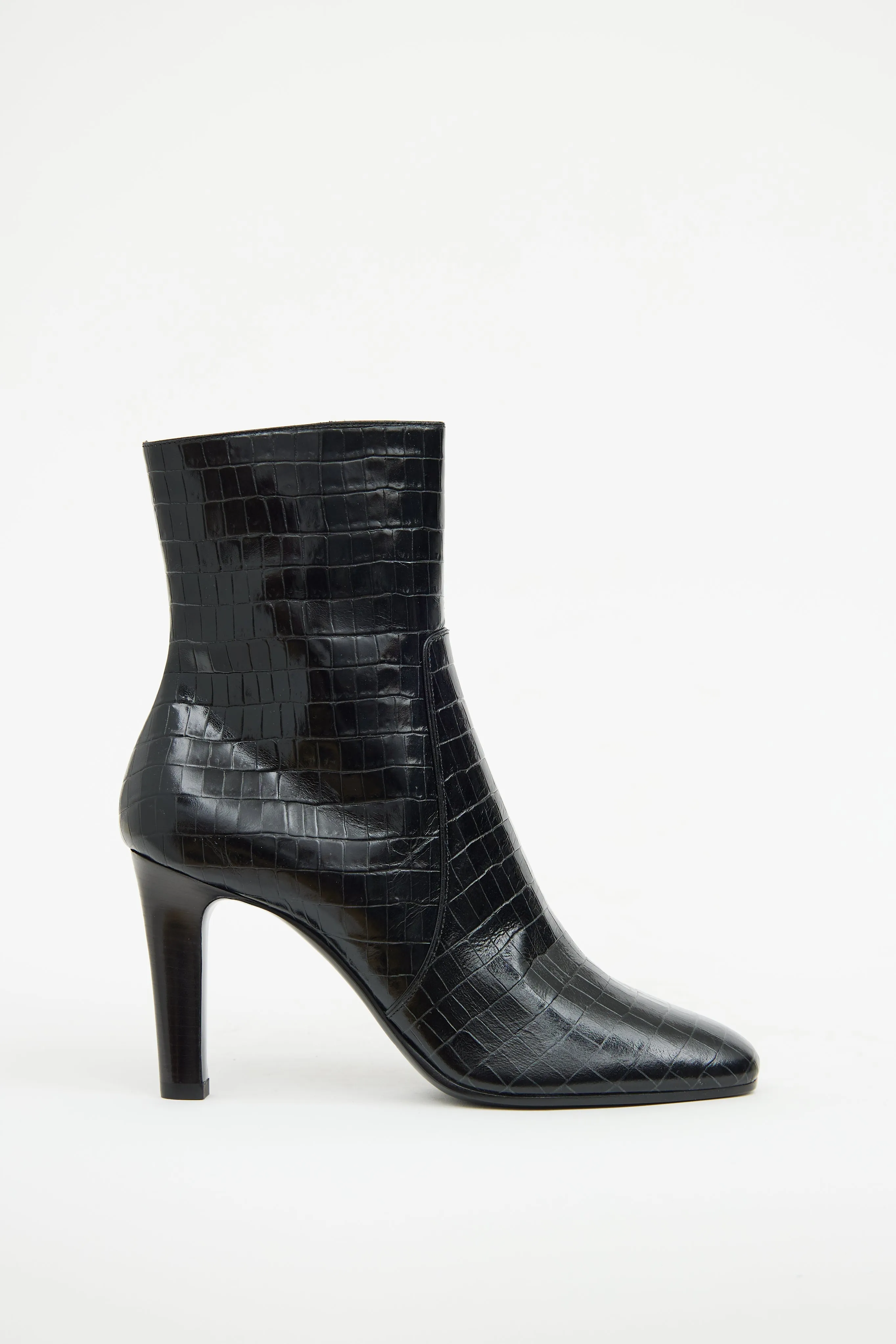 Black Jane Embossed Ankle Boot