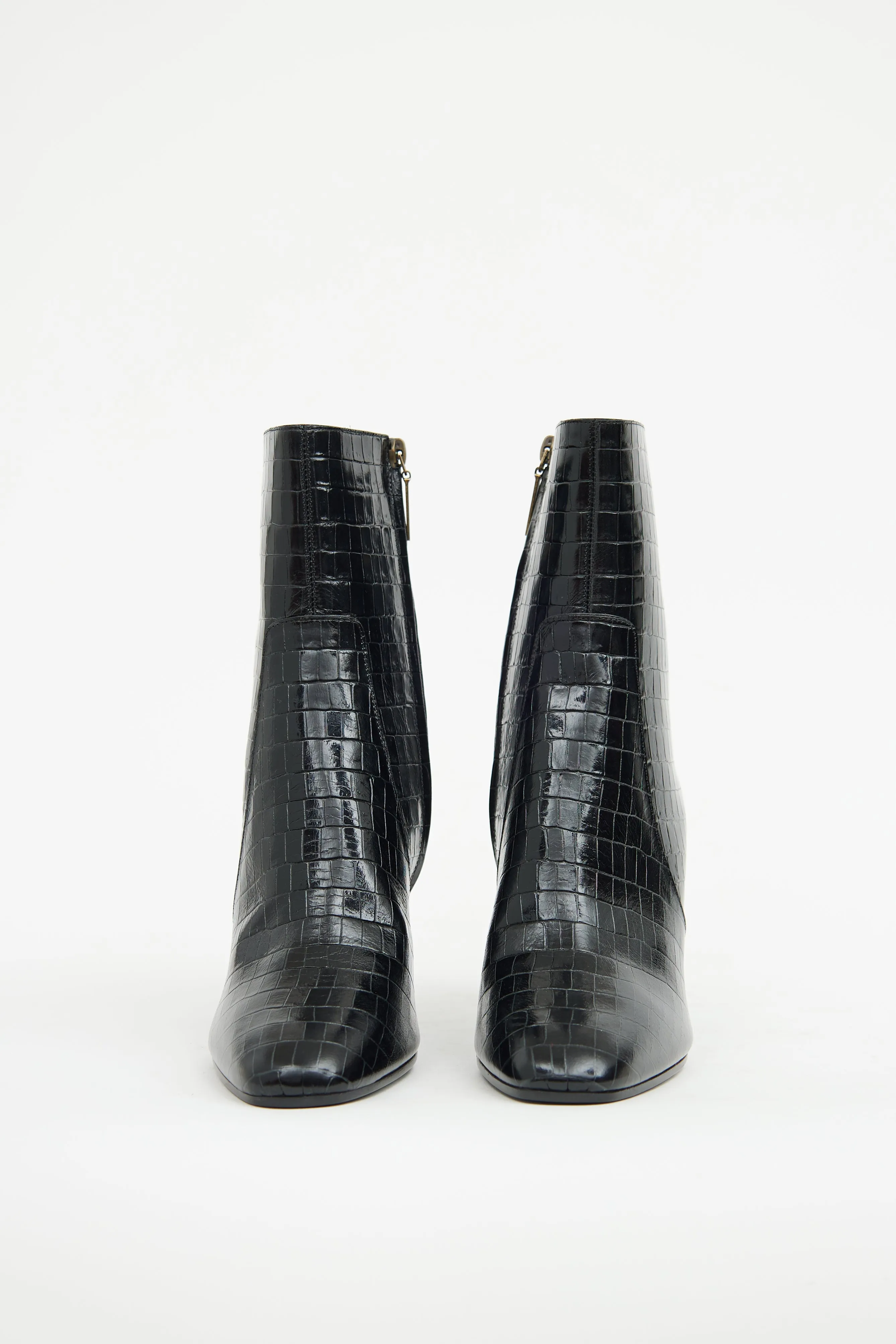 Black Jane Embossed Ankle Boot