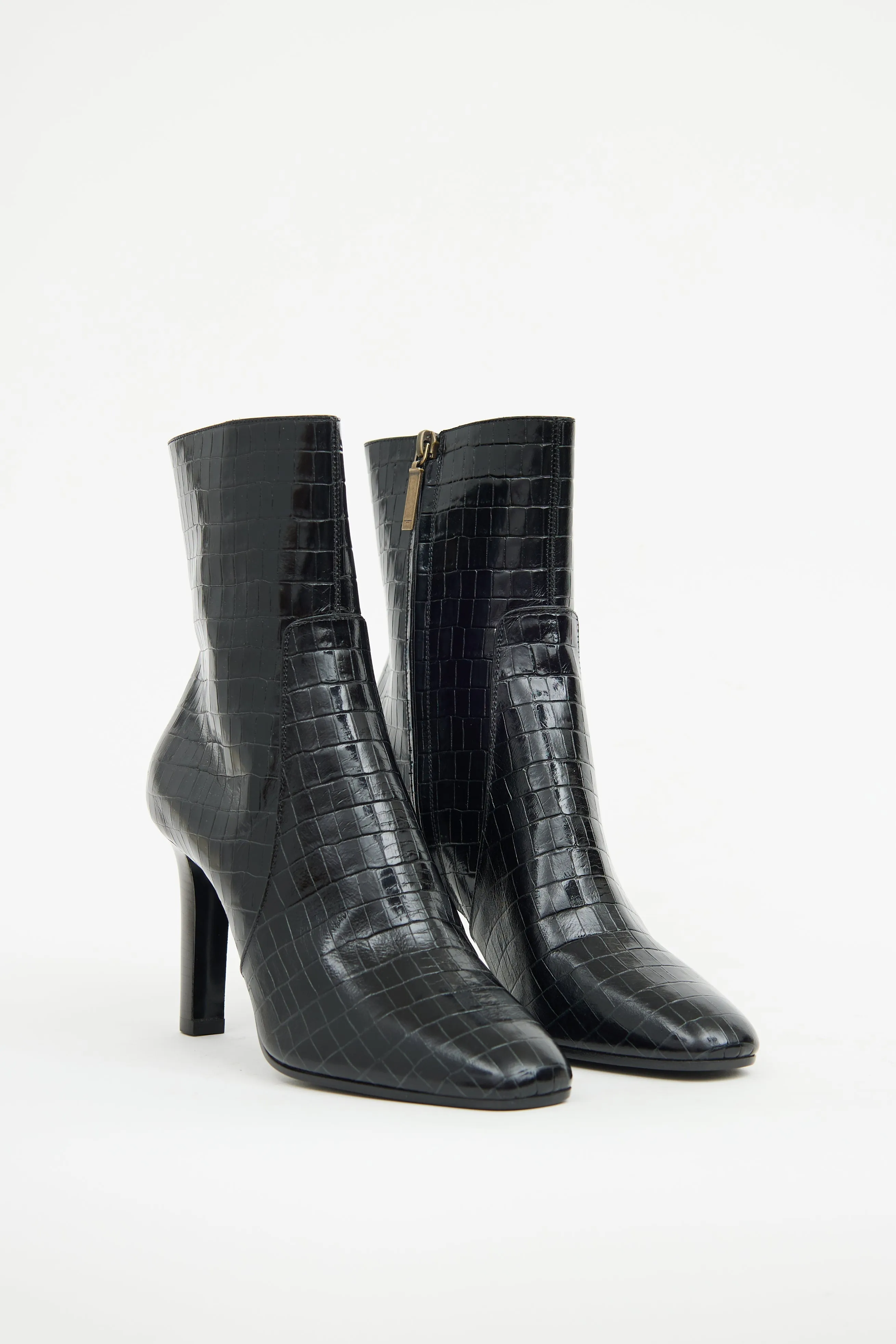 Black Jane Embossed Ankle Boot