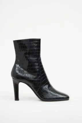 Black Jane Embossed Ankle Boot