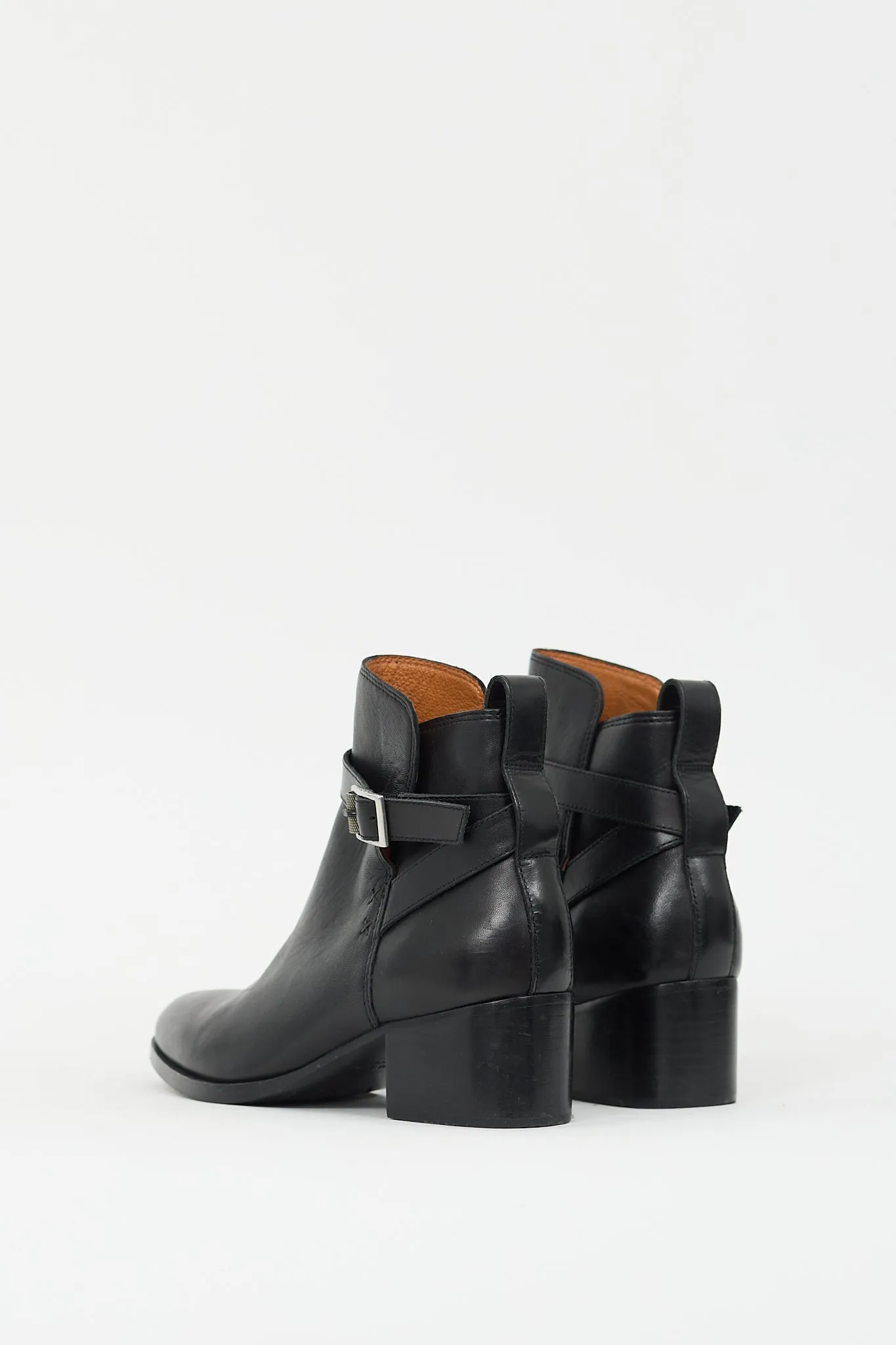 Black Leather Buckled Boot