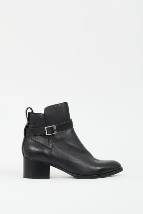 Black Leather Buckled Boot