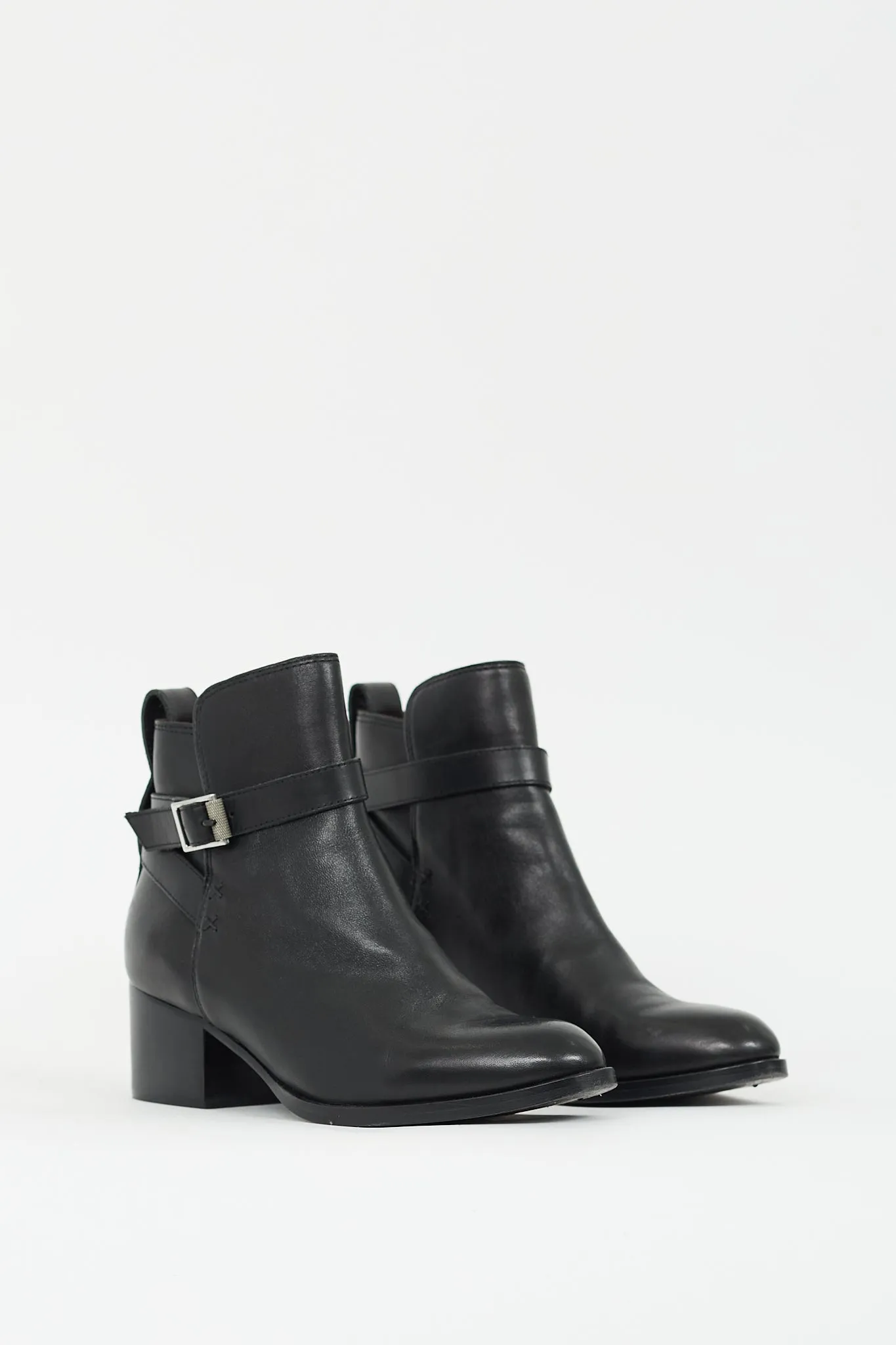 Black Leather Buckled Boot