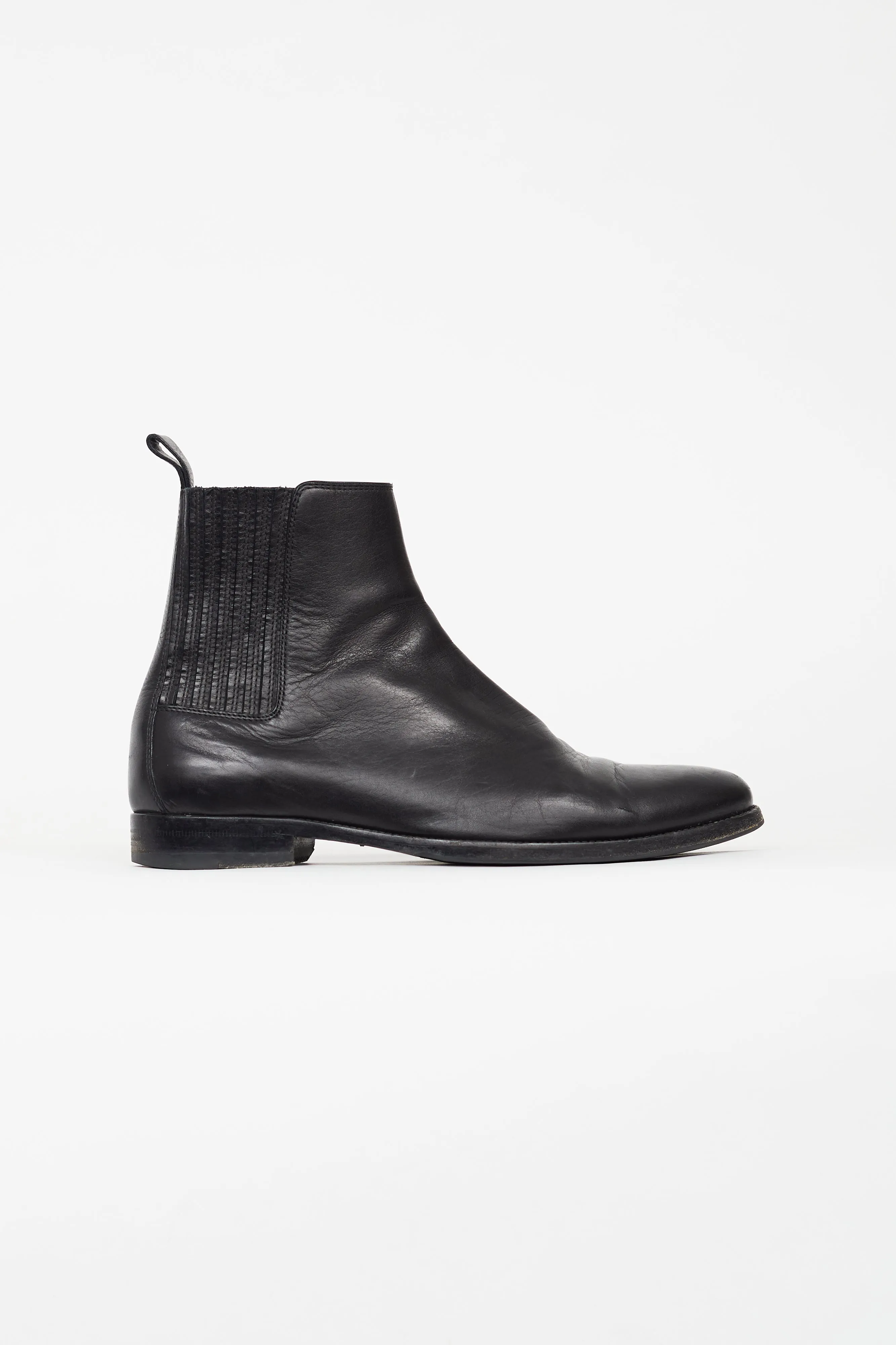 Black Leather West Chelsea Flat Boot