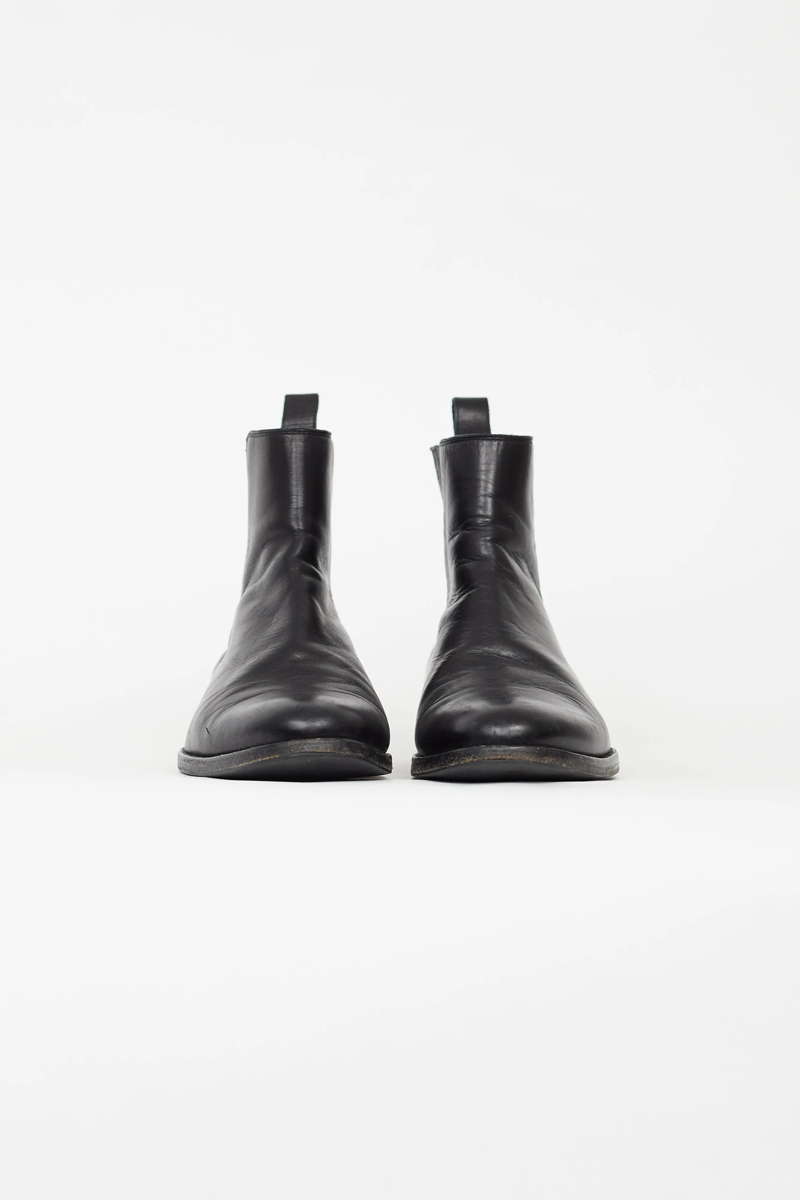 Black Leather West Chelsea Flat Boot