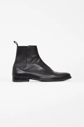 Black Leather West Chelsea Flat Boot