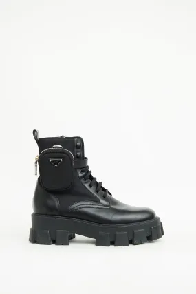 Black Monolith Nylon Leather Cargo Boot