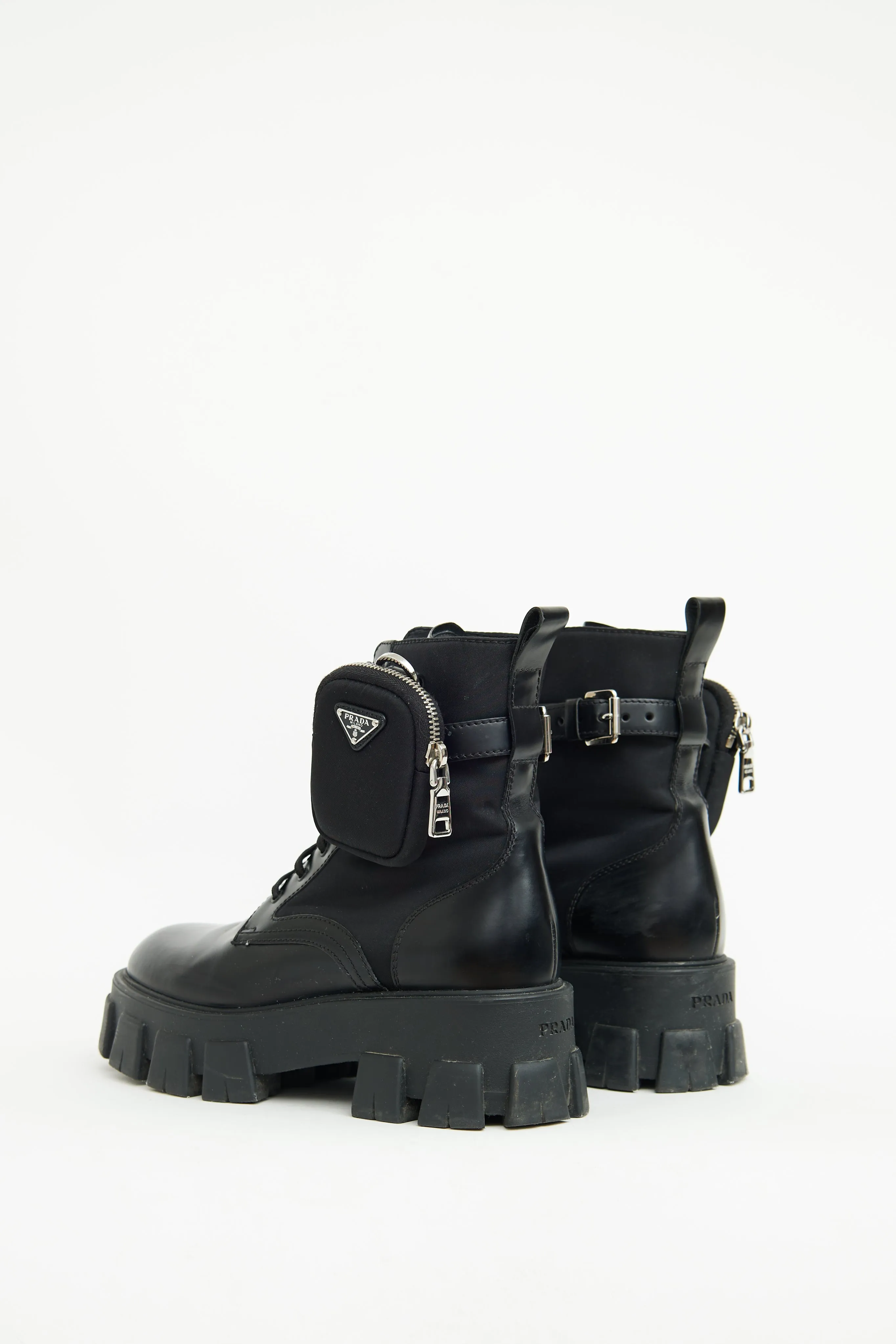 Black Monolith Nylon Leather Cargo Boot