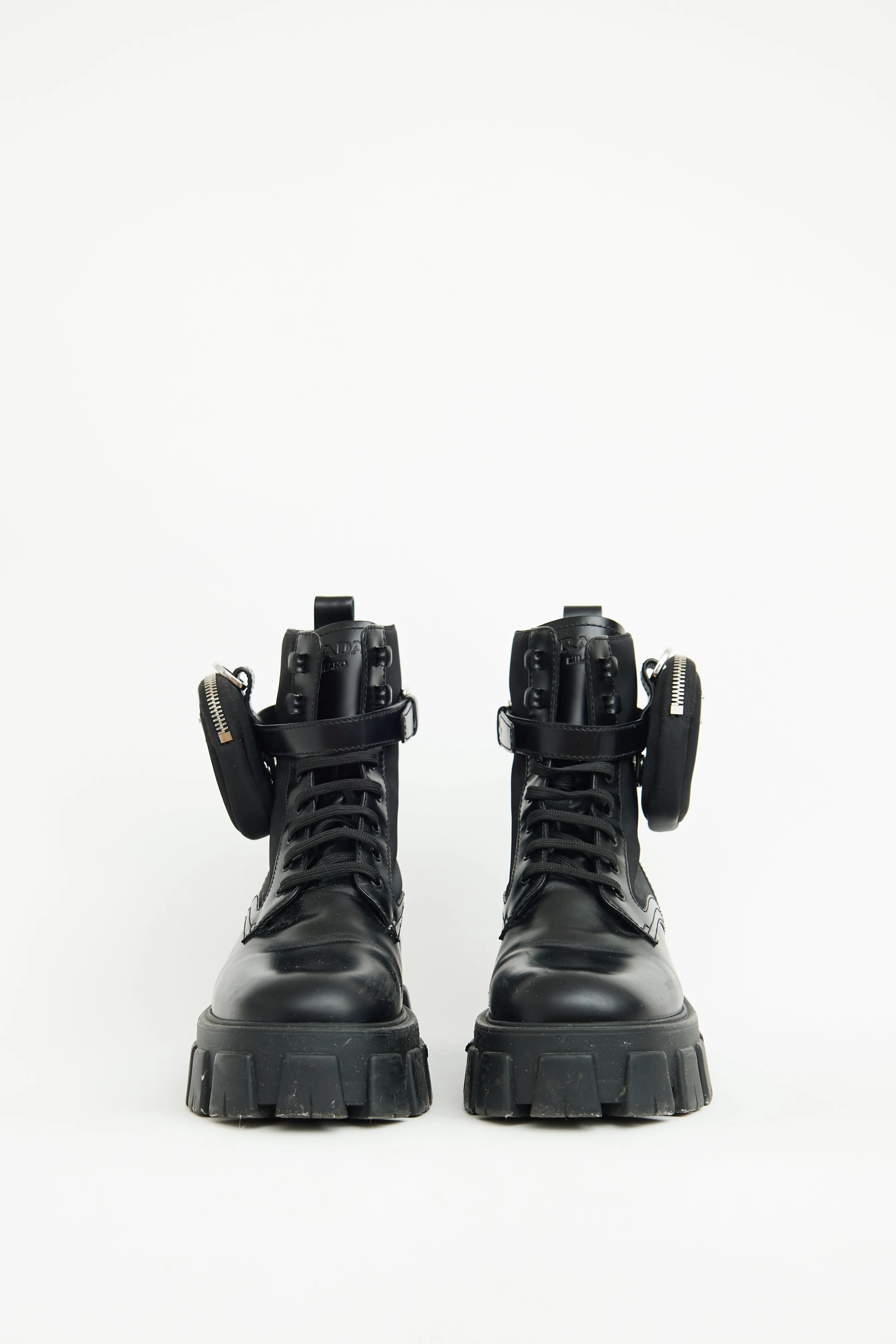 Black Monolith Nylon Leather Cargo Boot