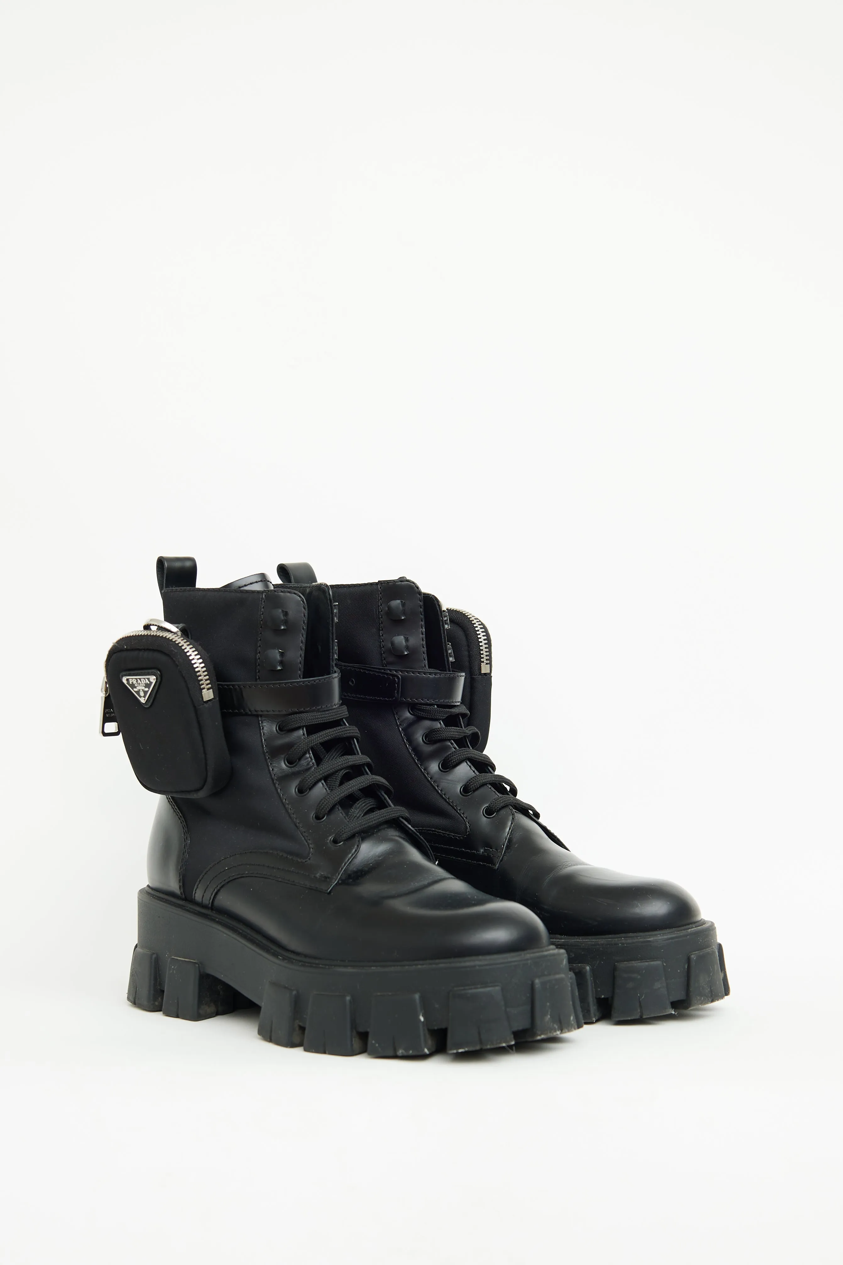Black Monolith Nylon Leather Cargo Boot