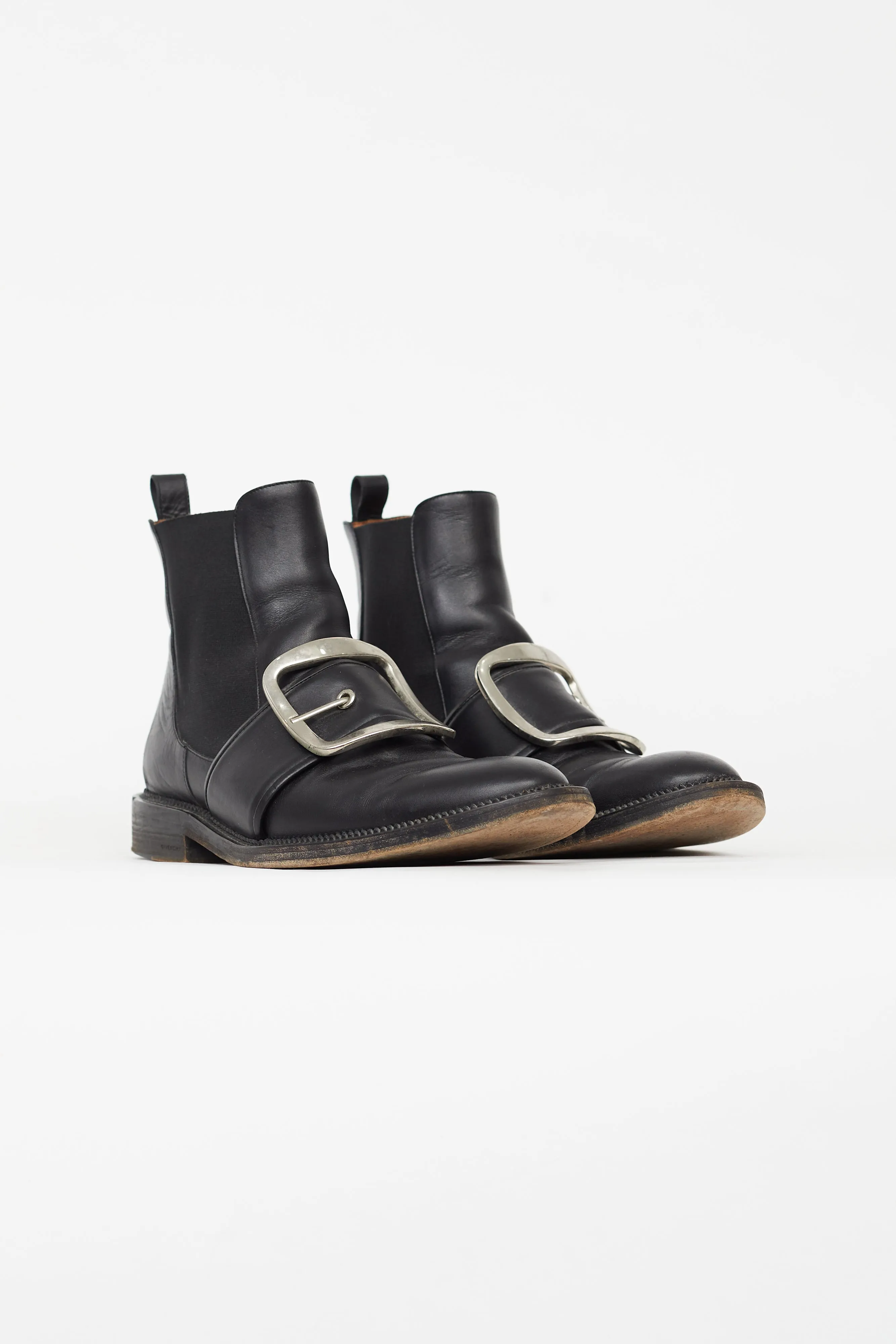 Black Square Buckle Chelsea Boot