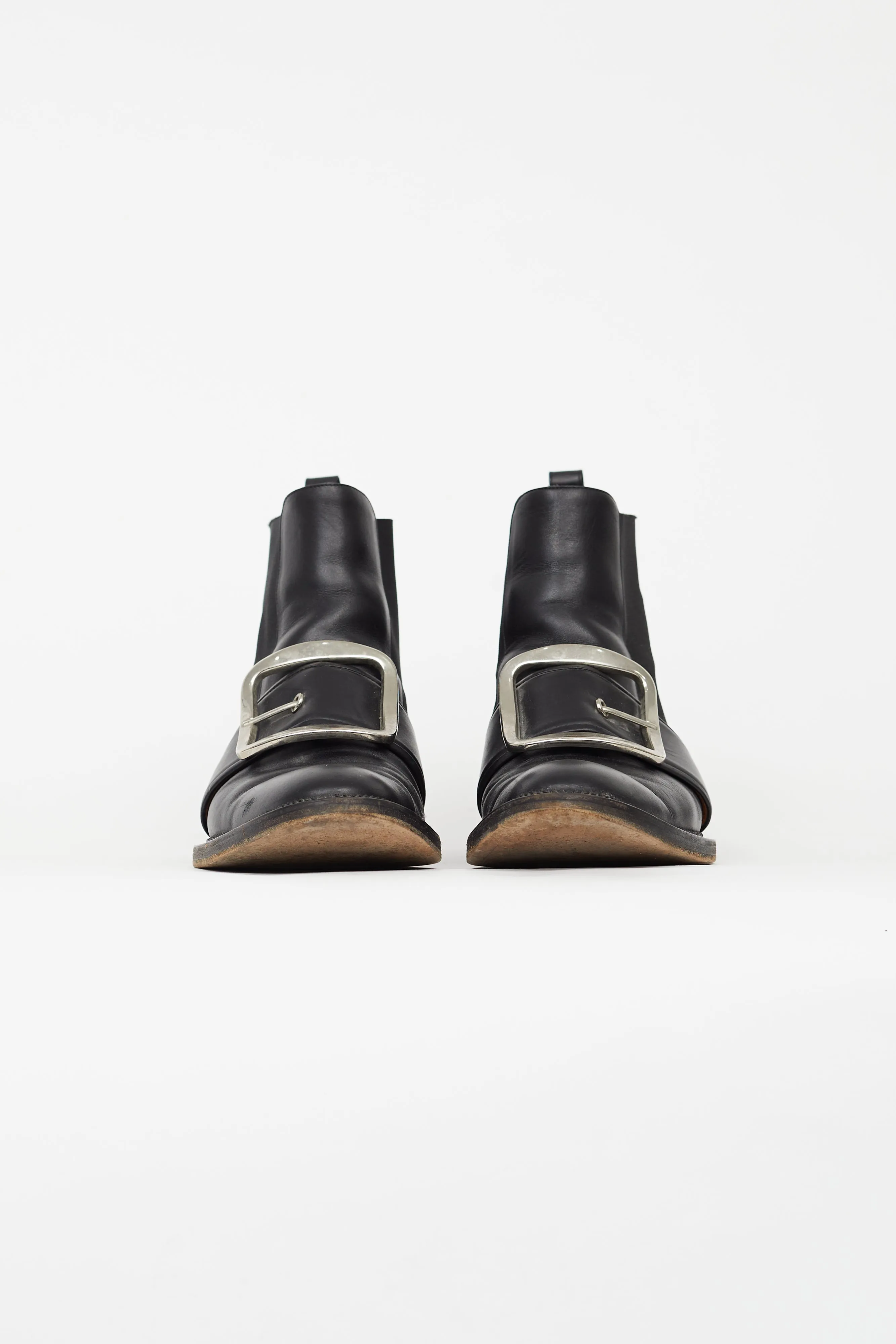 Black Square Buckle Chelsea Boot