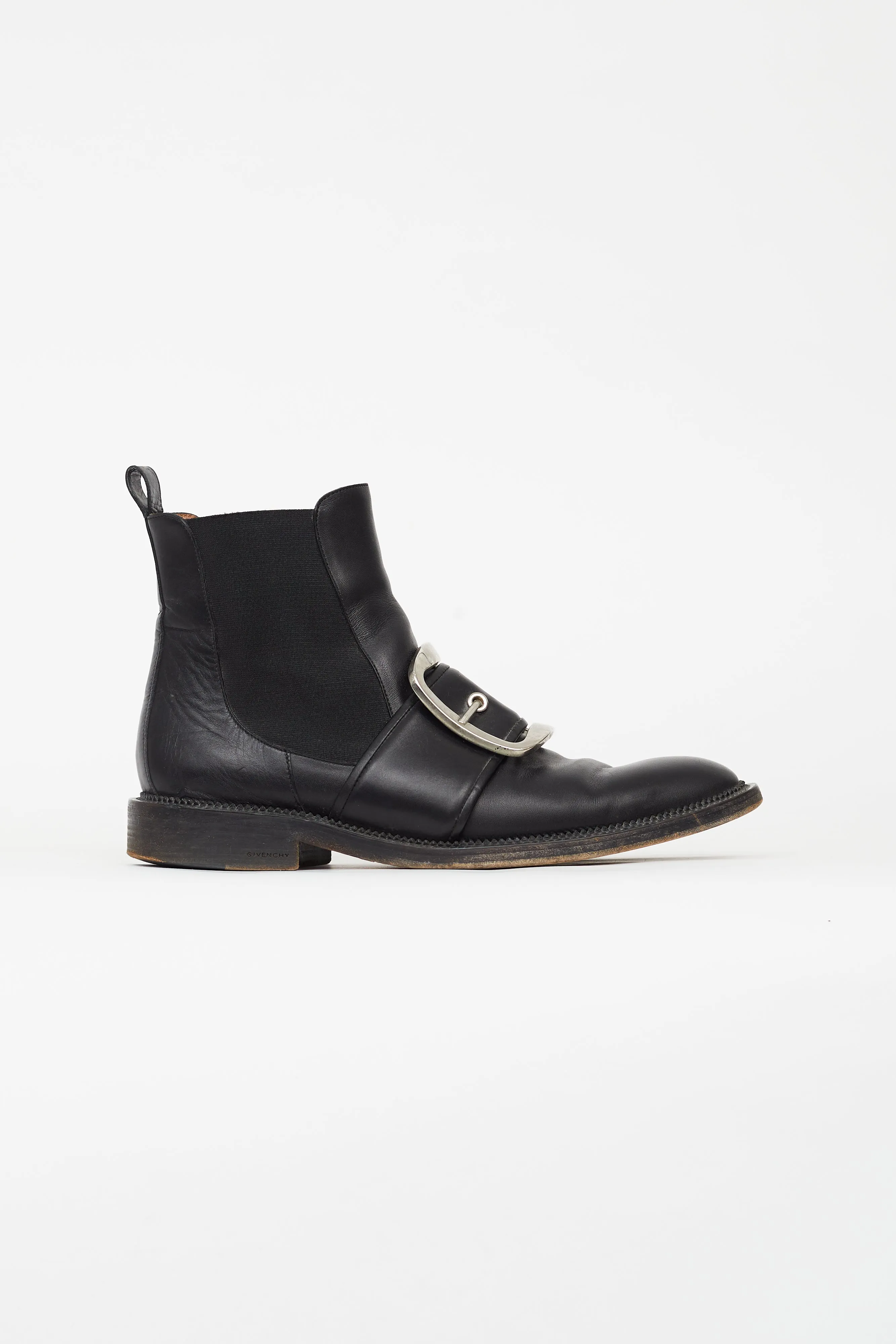 Black Square Buckle Chelsea Boot