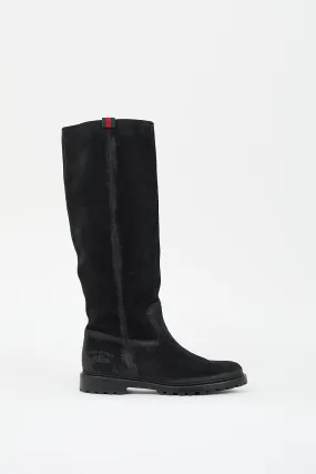 Black Suede Riding Boot