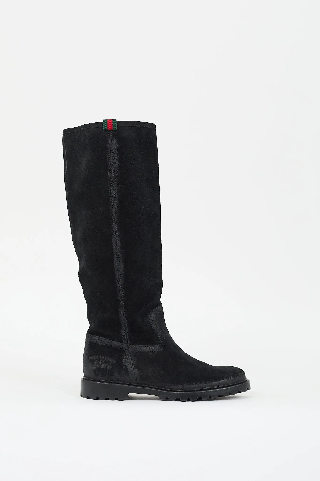 Black Suede Riding Boot