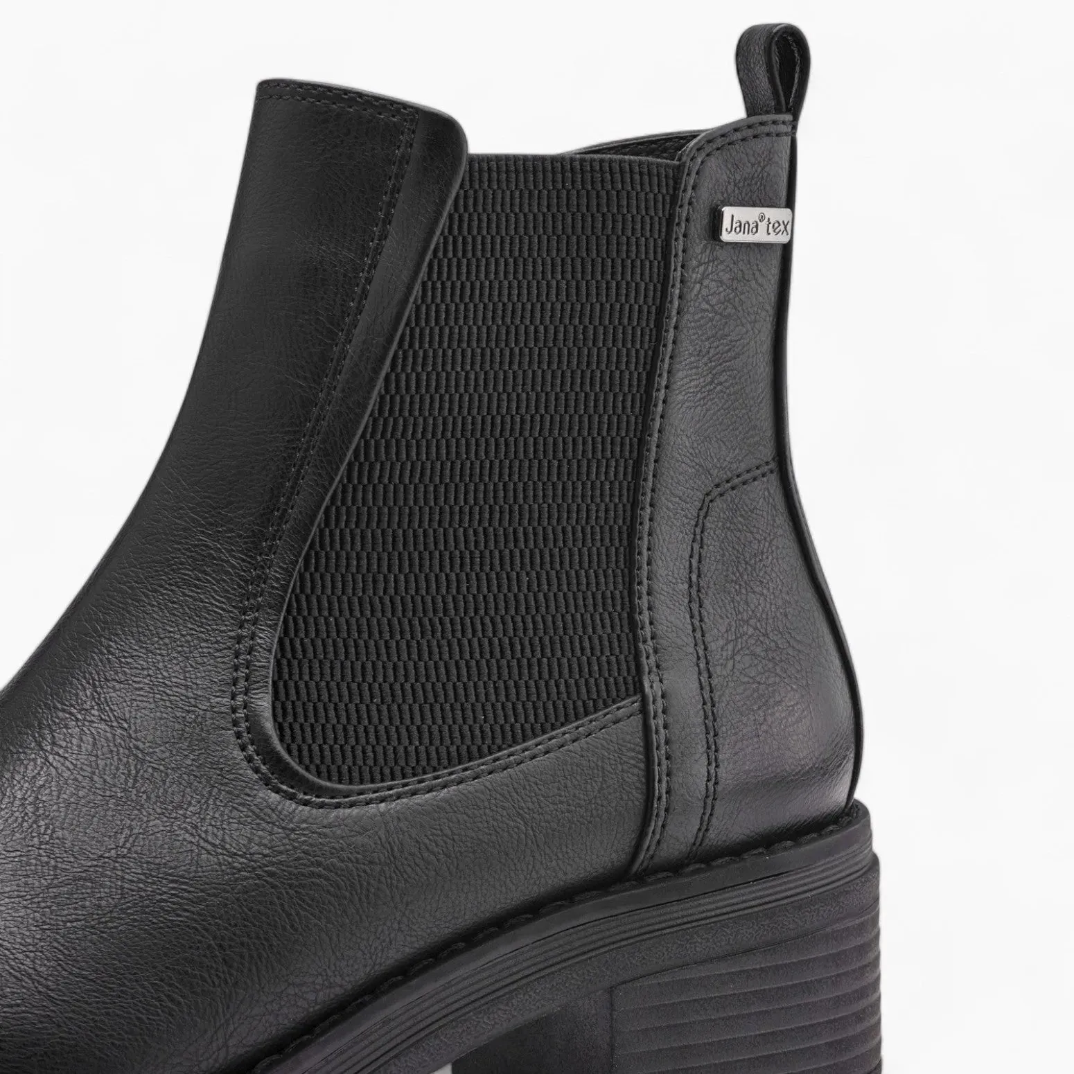 Black Women's Ankle Boots with Chunky Sole and Block Heel