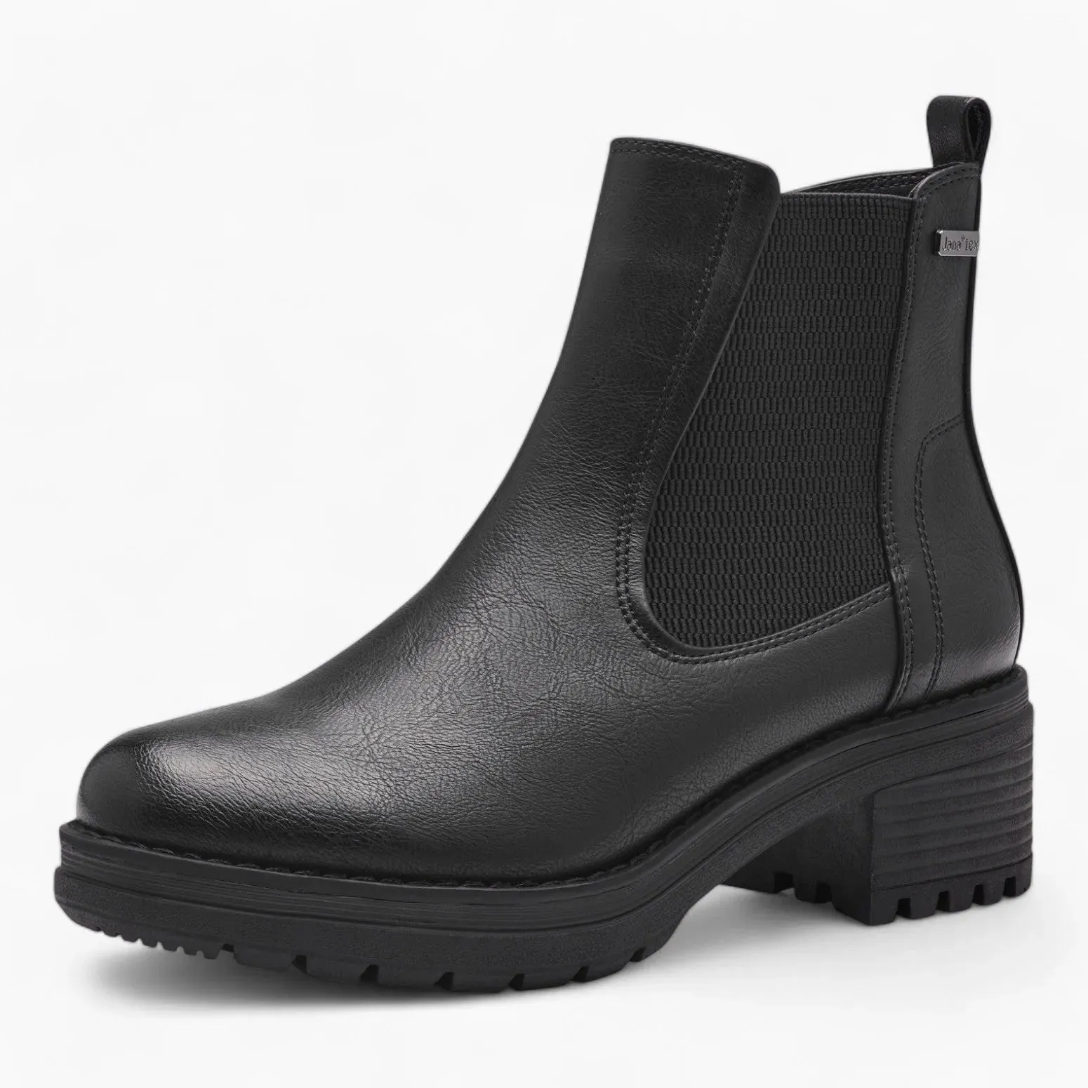 Black Women's Ankle Boots with Chunky Sole and Block Heel