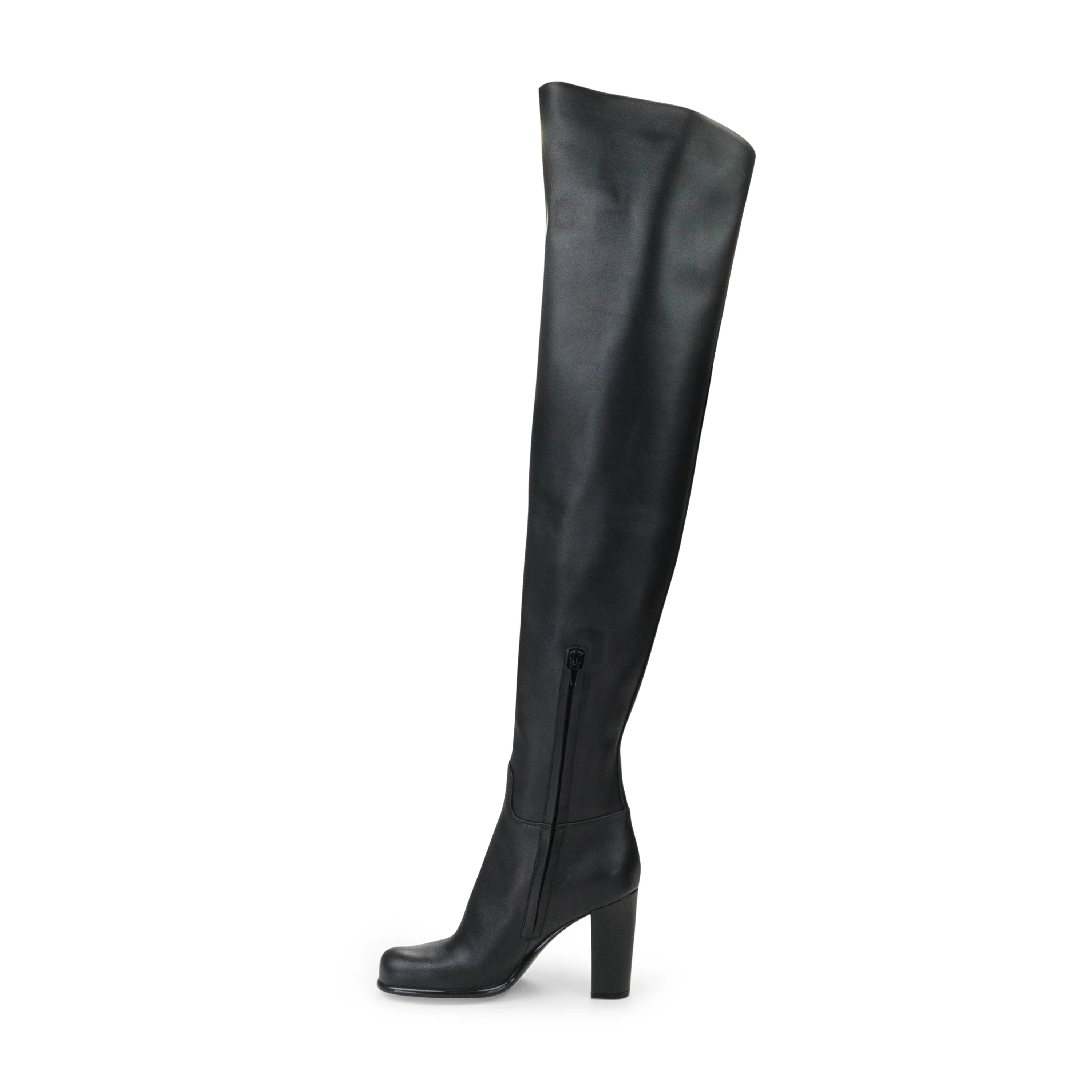 Bottega Veneta Storm Over The Knee Leather Boots - Black