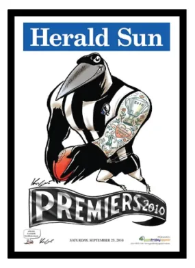 COLLINGWOOD MAGPIES OFFICIAL HERALD SUN 2010 FRAMED POSTER