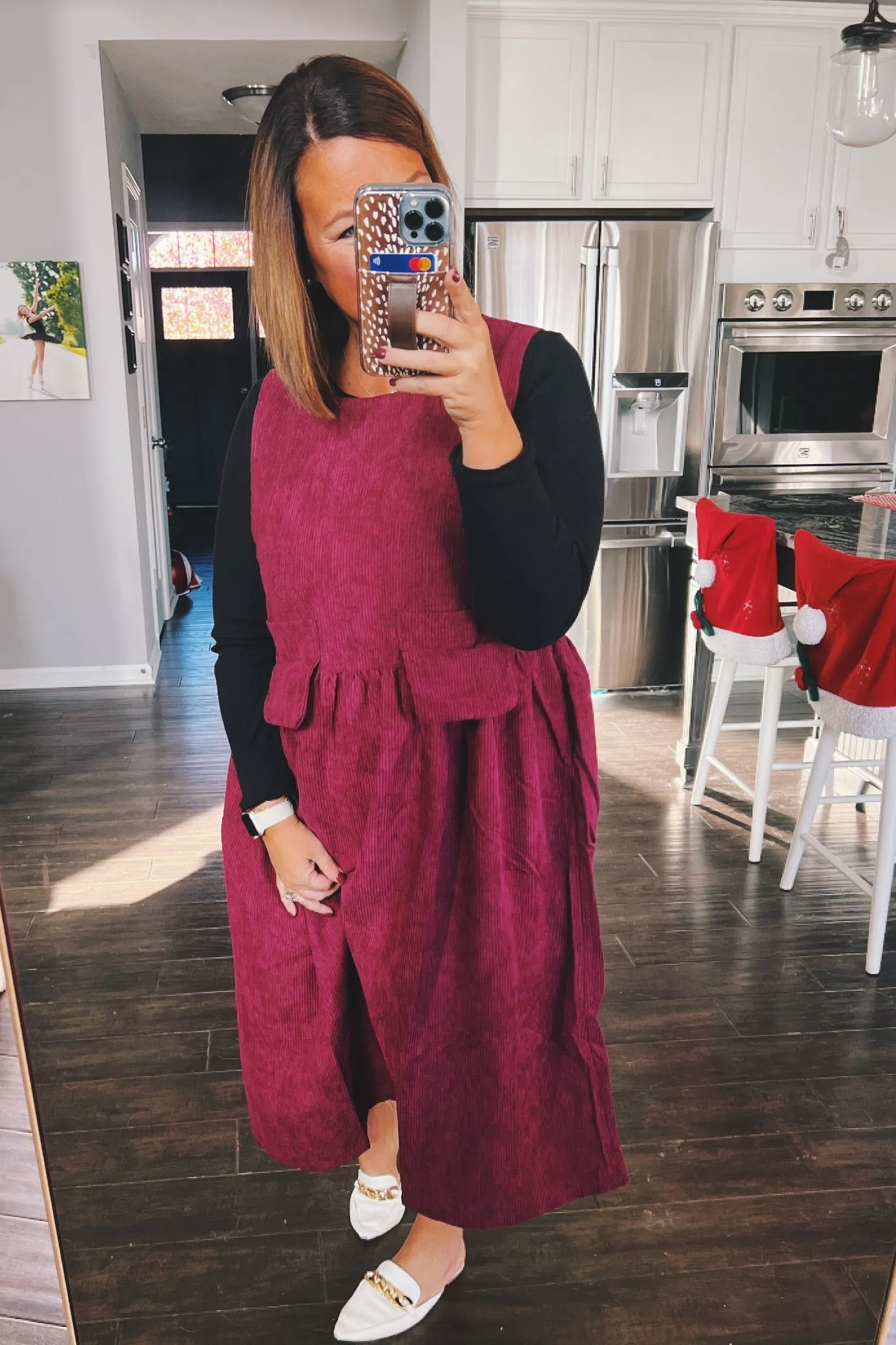 Darlene Corduroy Midi Dress Dark Burgundy