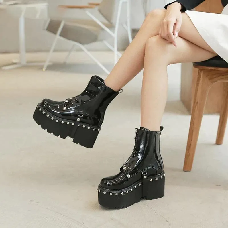 Domination Rivets Platform Boots