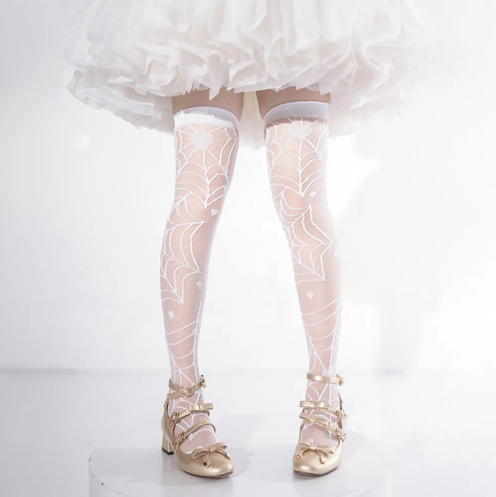 Heart of Croto Spider Web Hearts Goth Knee Socks