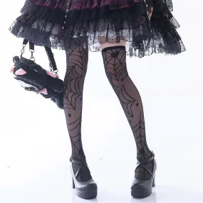 Heart of Croto Spider Web Hearts Goth Knee Socks