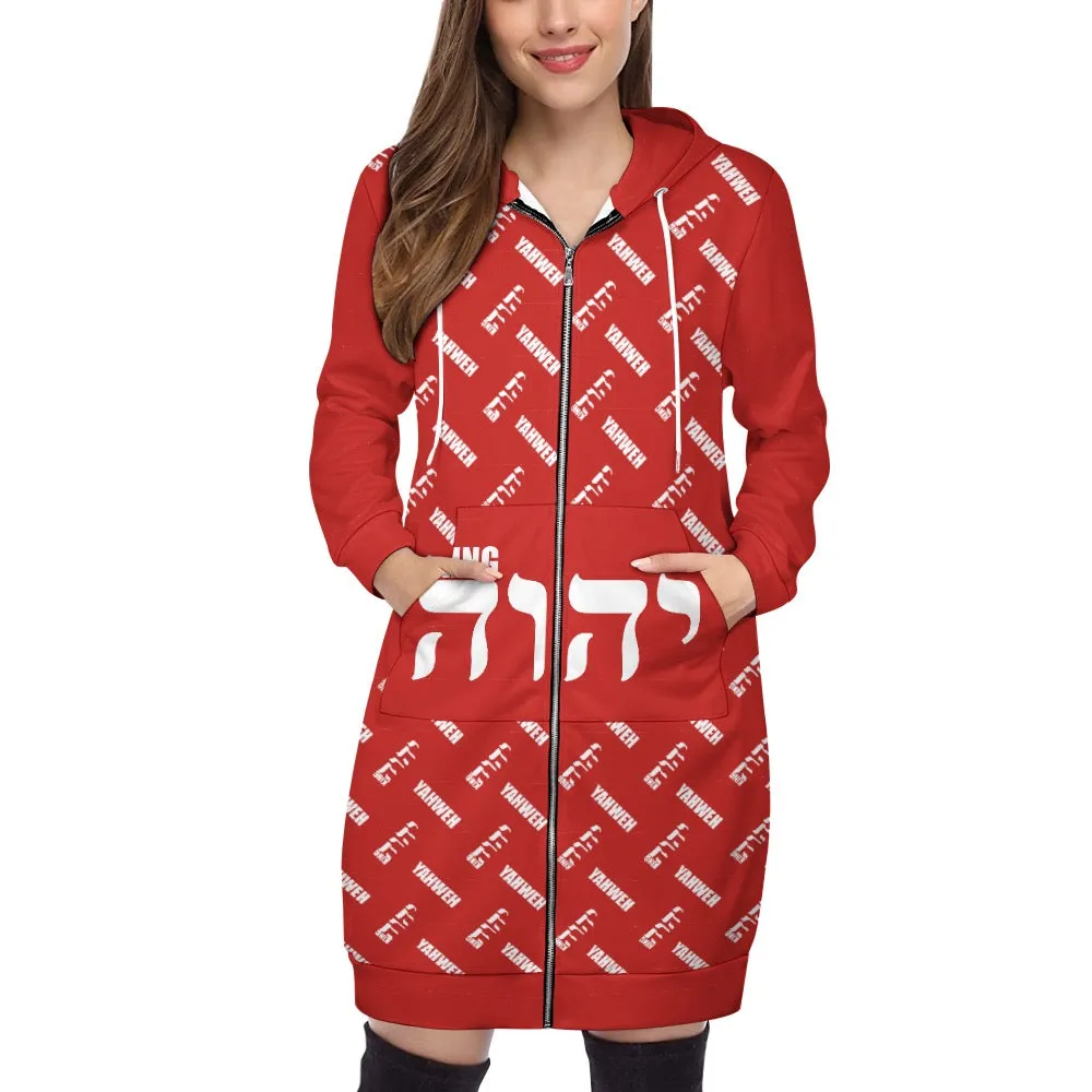 KING YAHWEH LADIES' KNEE LENGTH HOODIE