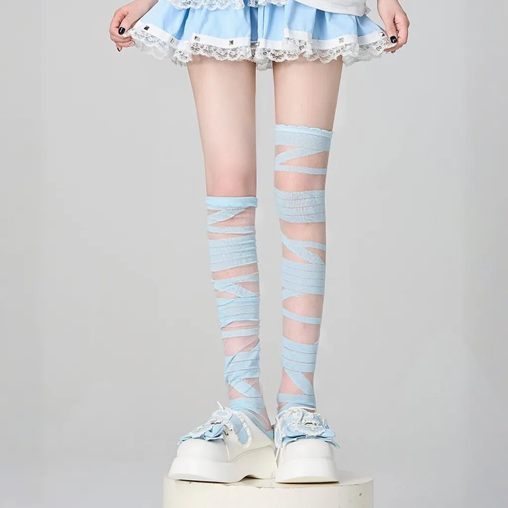 Landmine-style Bandage Over-the-Knee Socks