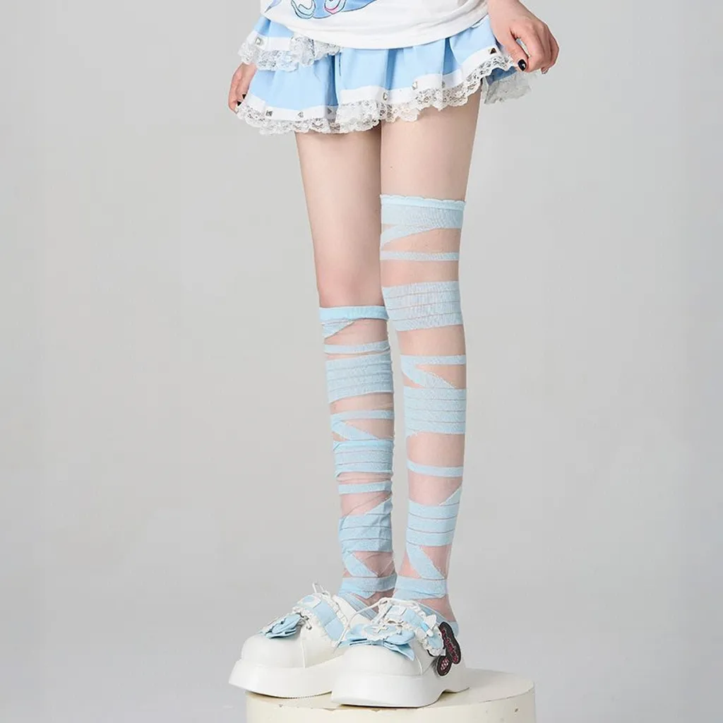 Landmine-style Bandage Over-the-Knee Socks