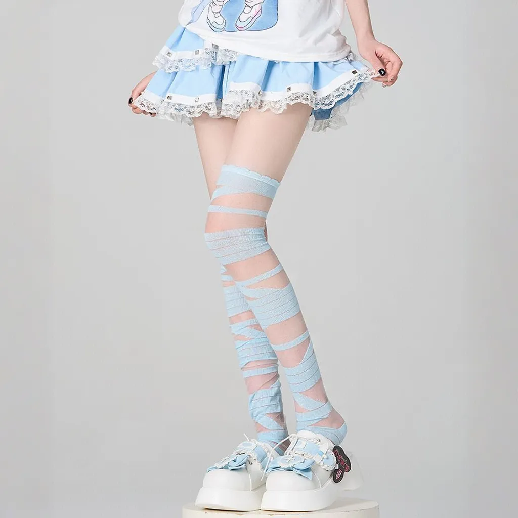 Landmine-style Bandage Over-the-Knee Socks