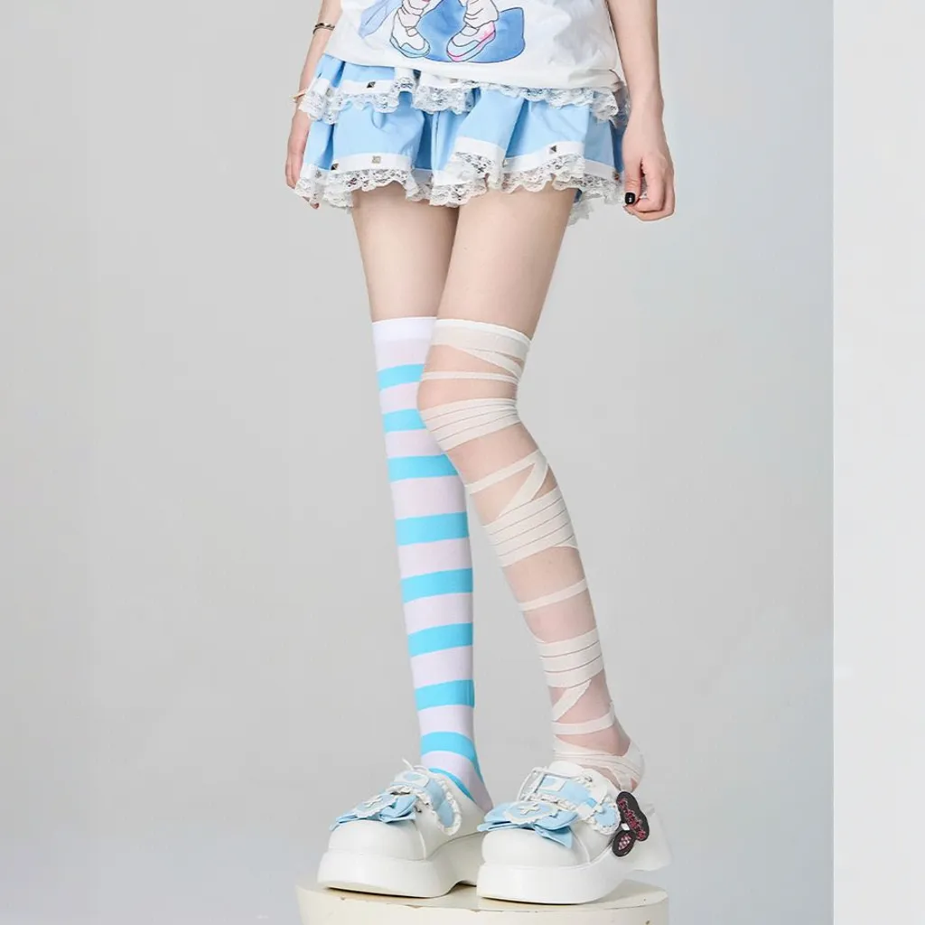 Landmine-style Bandage Over-the-Knee Socks