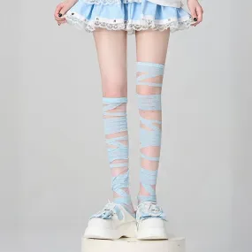 Landmine-style Bandage Over-the-Knee Socks