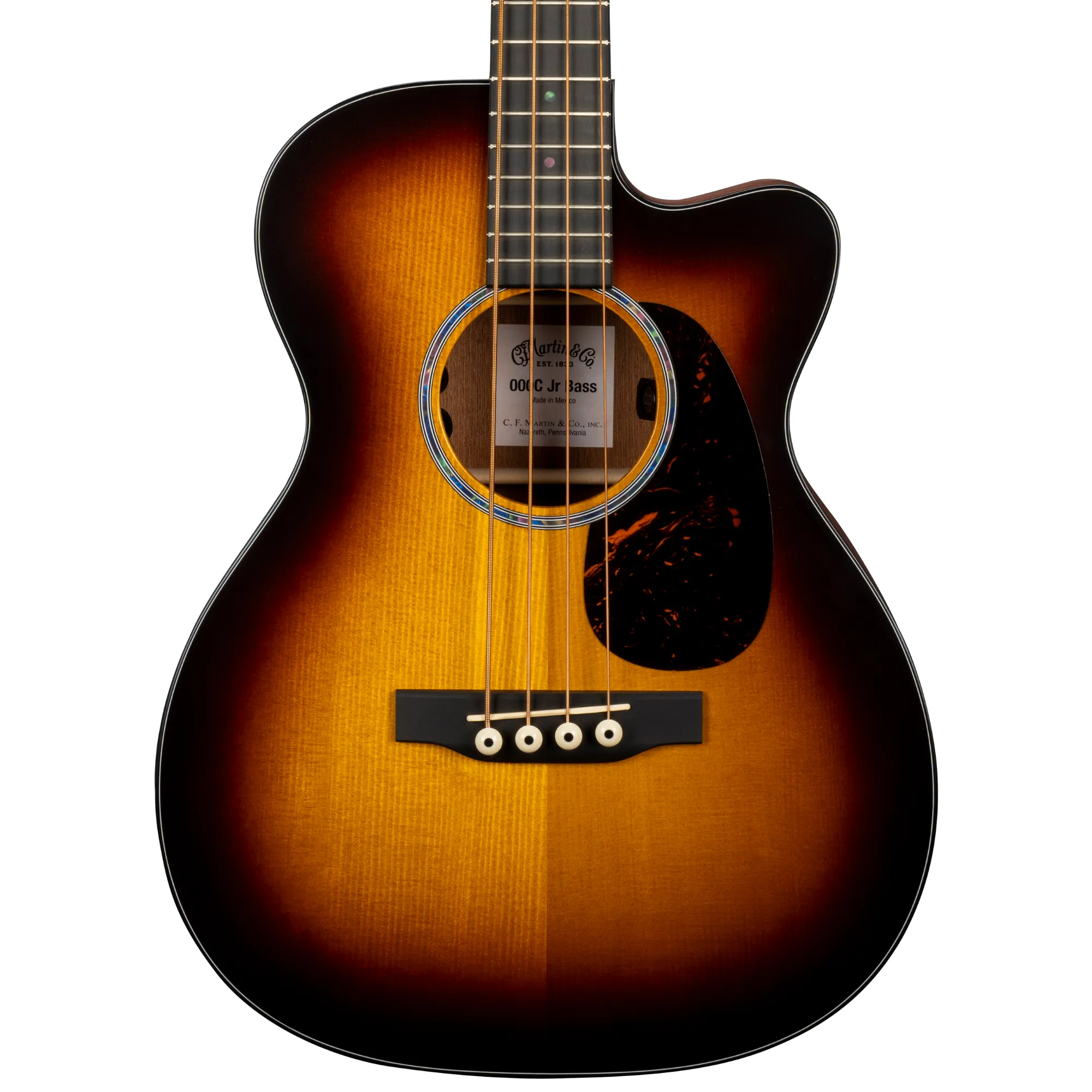Martin 000 Junior E Bass Cutaway Acoustic-Electric Bass Guitar, Spruce/Sapele, Burst